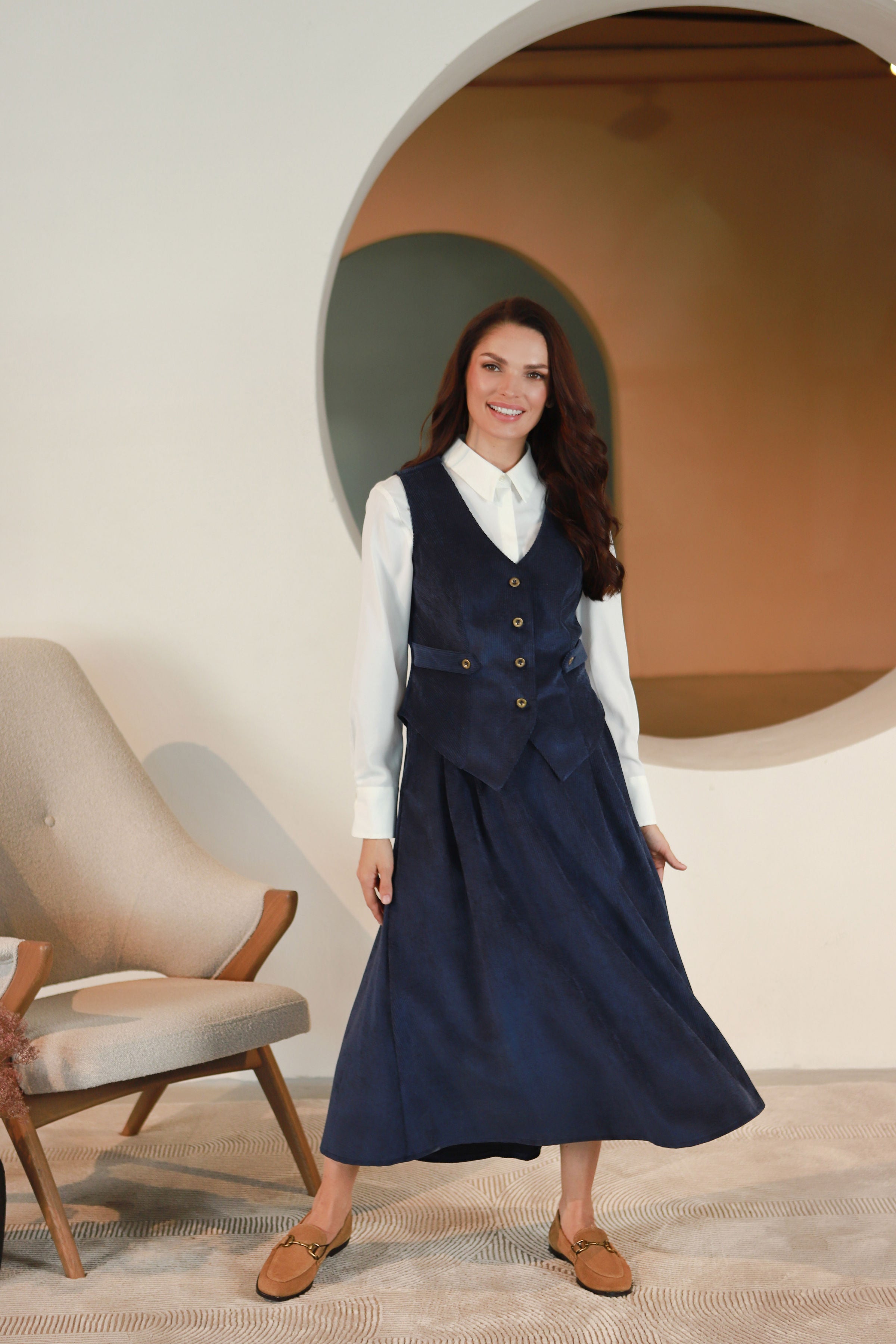 Velveto liemenė „PERLAS“ tamsiai mėlyna