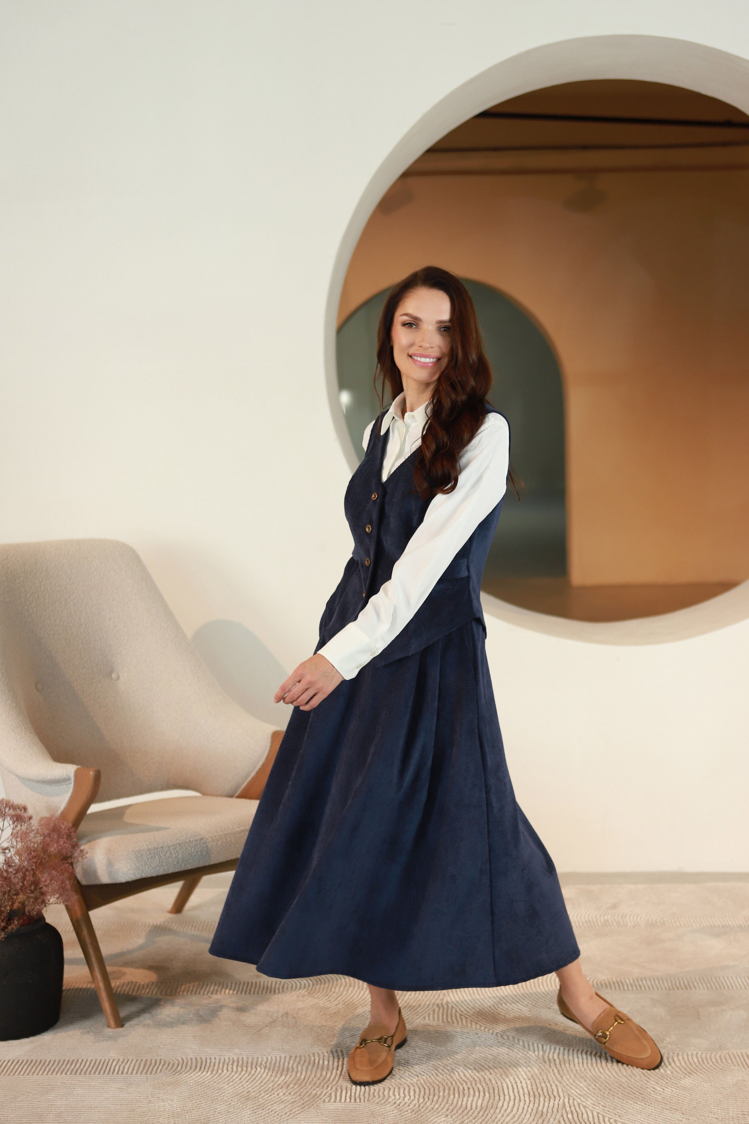 Velveto liemenė „PERLAS“ tamsiai mėlyna