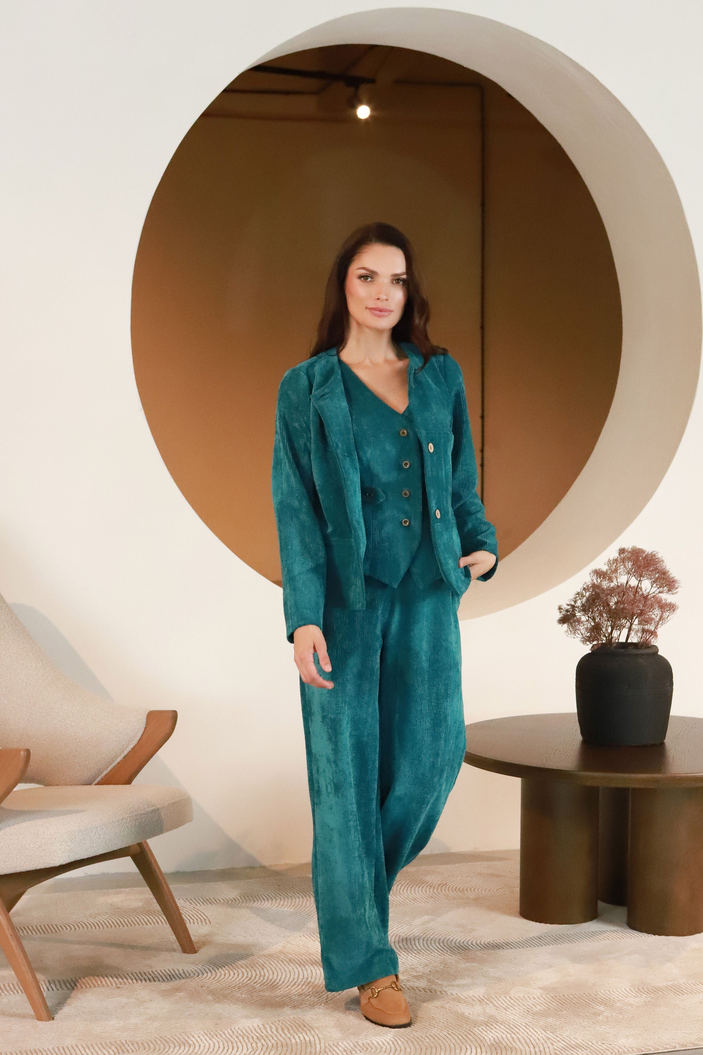 Velveto kelnės „ŠILKAS“ turkio žalia