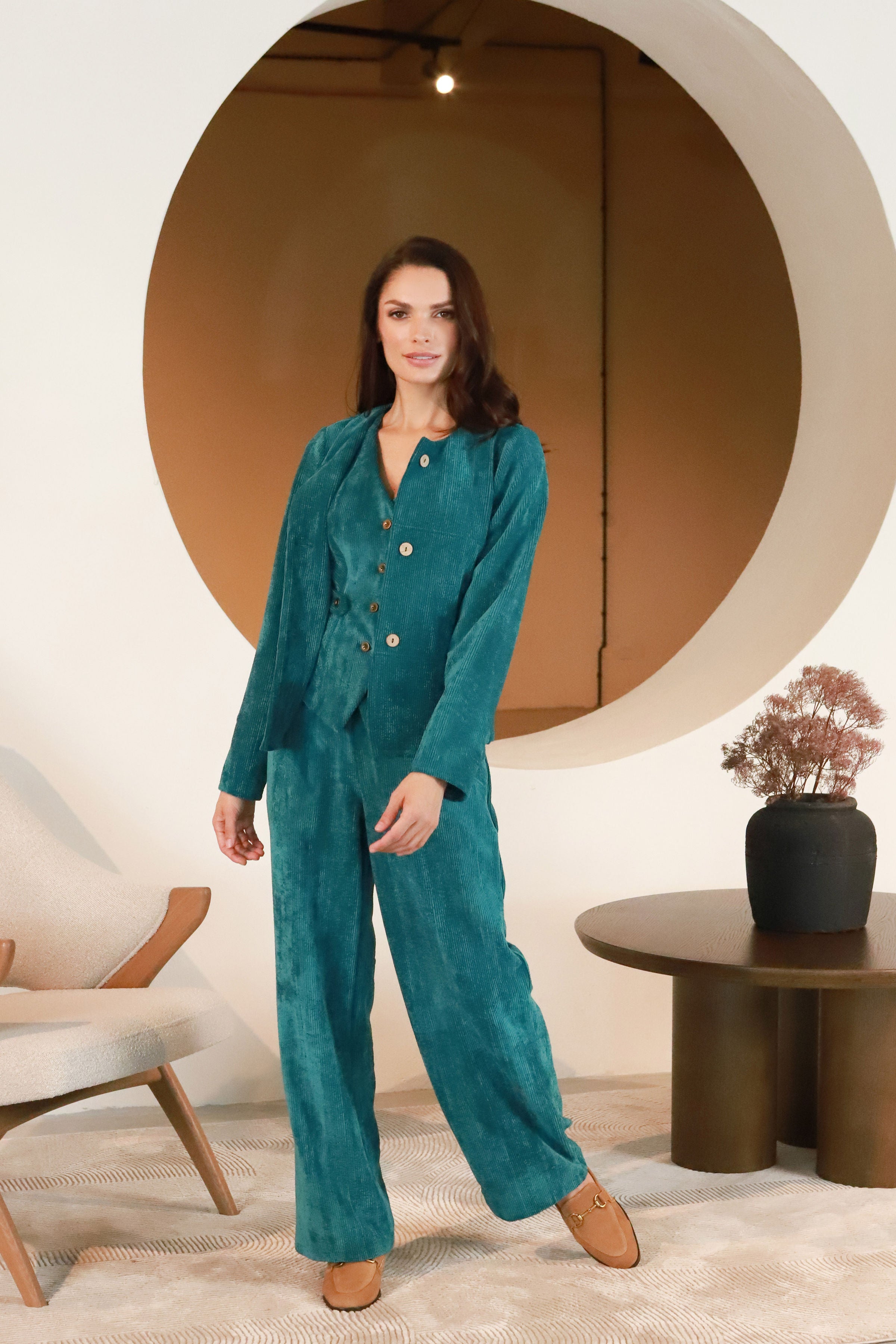 Velveto kelnės „ŠILKAS“ turkio žalia