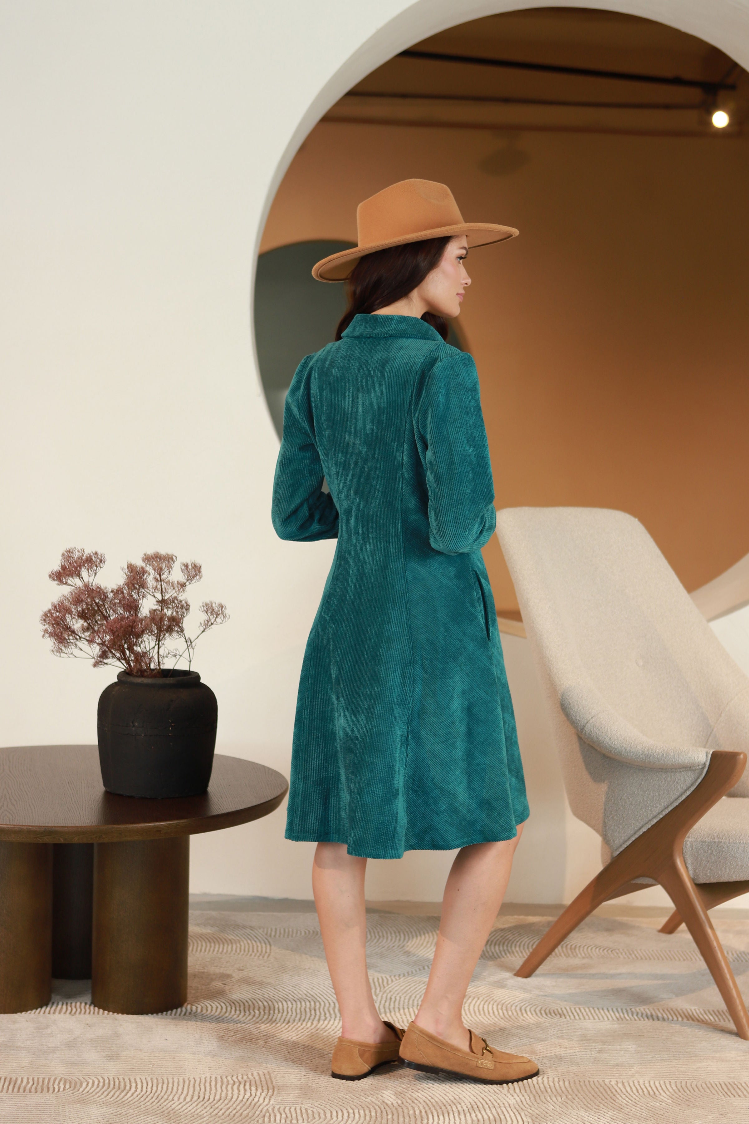 Velveto suknelė „SMARAGDA“ turkio žalia