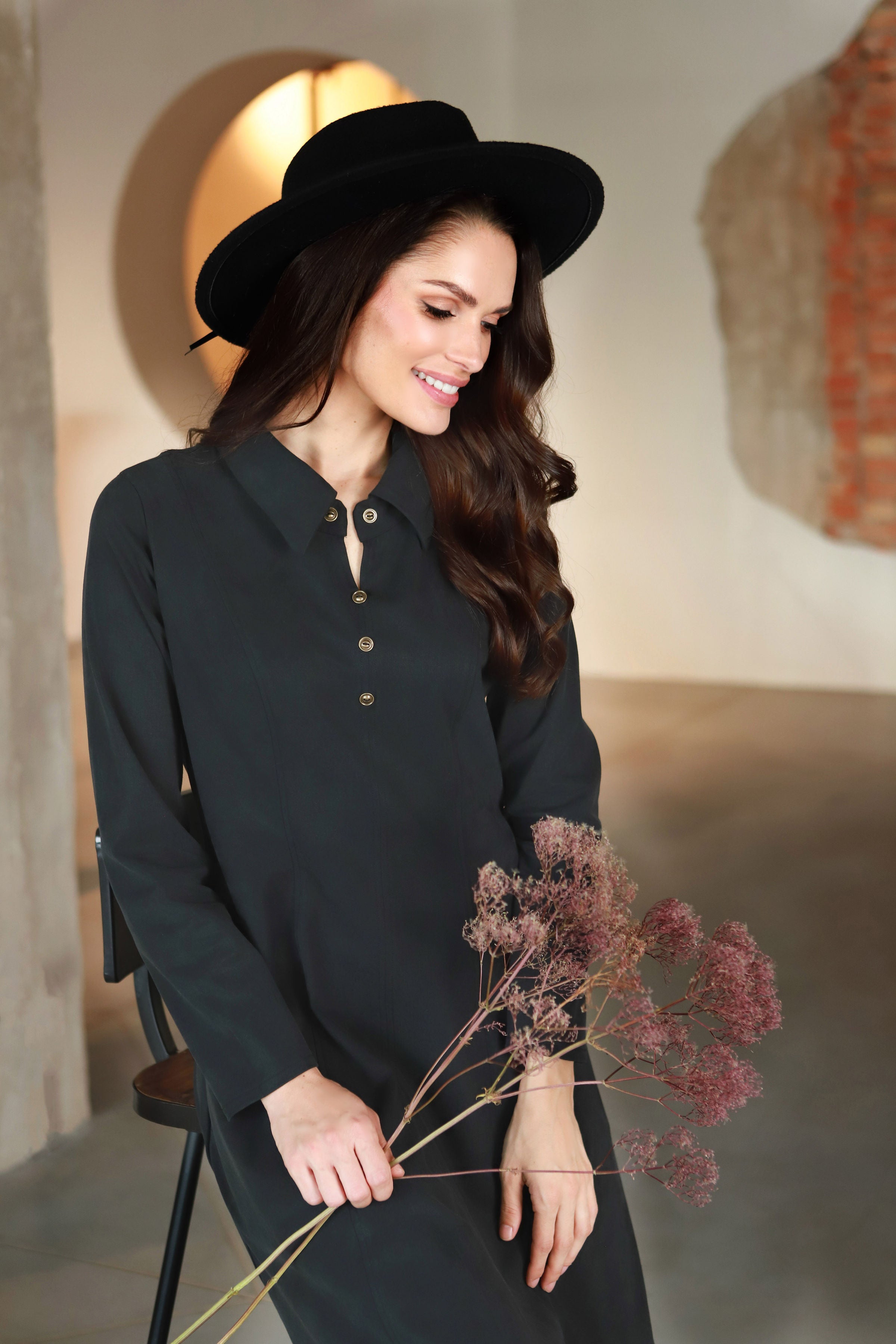 Short dress "CIRKONIJA" in graphite black