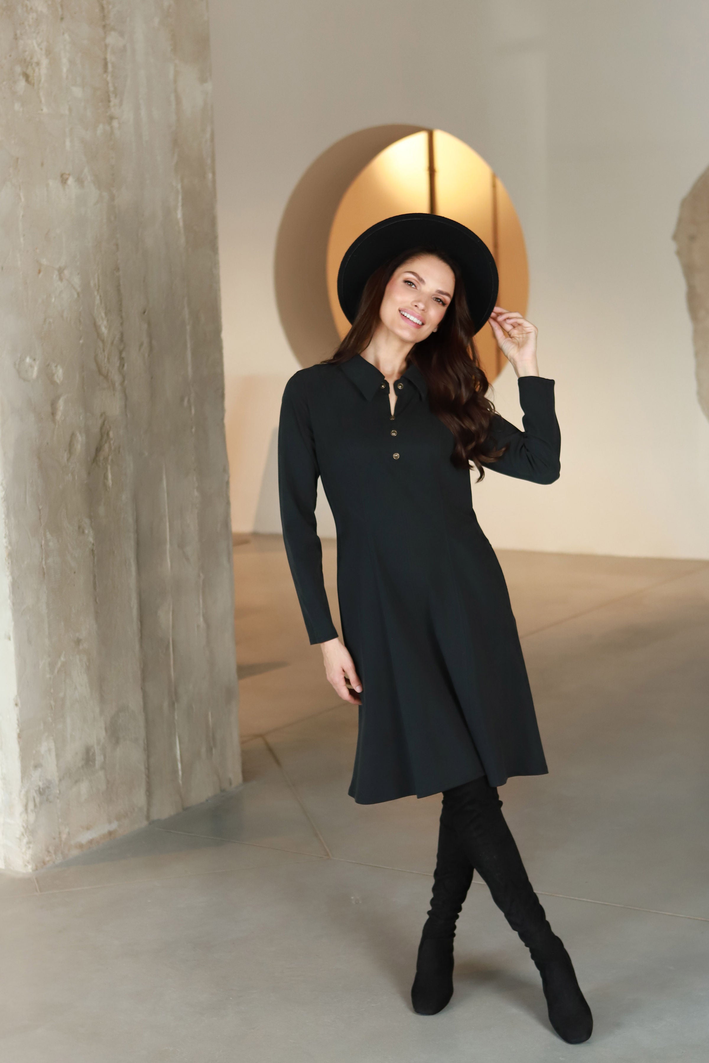 Short dress "CIRKONIJA" in graphite black