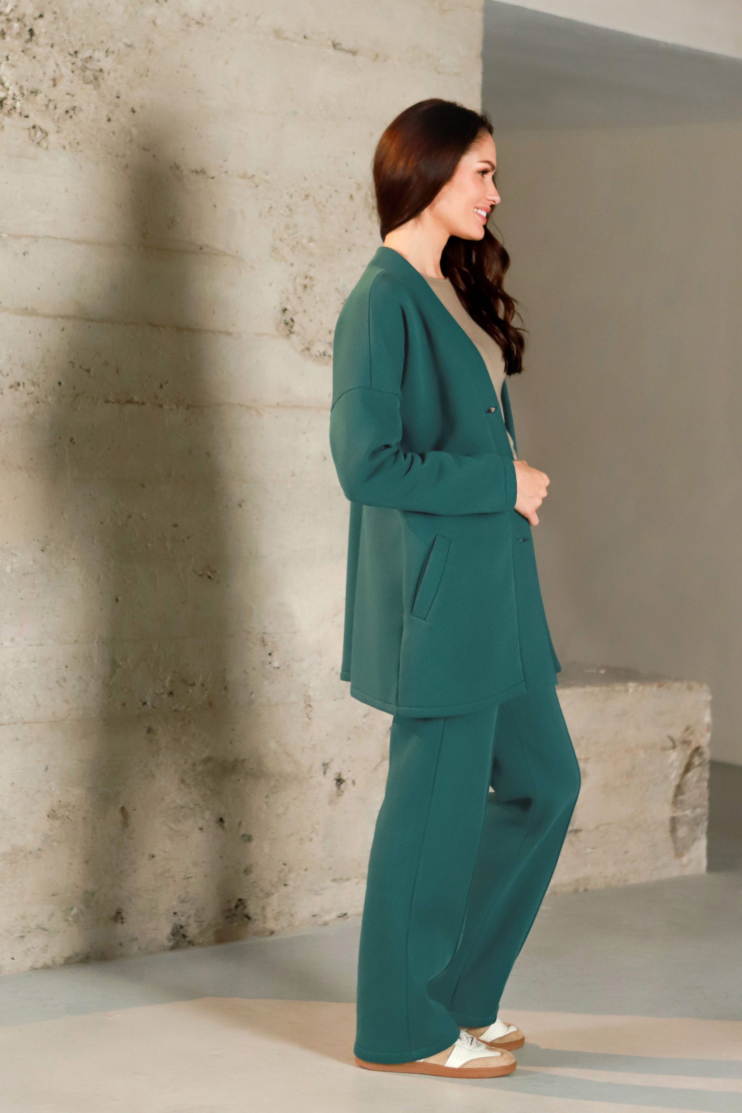 Medvilnės su pūkeliu švarkelis „KARDAMONAS“ vandenyno t. žalia