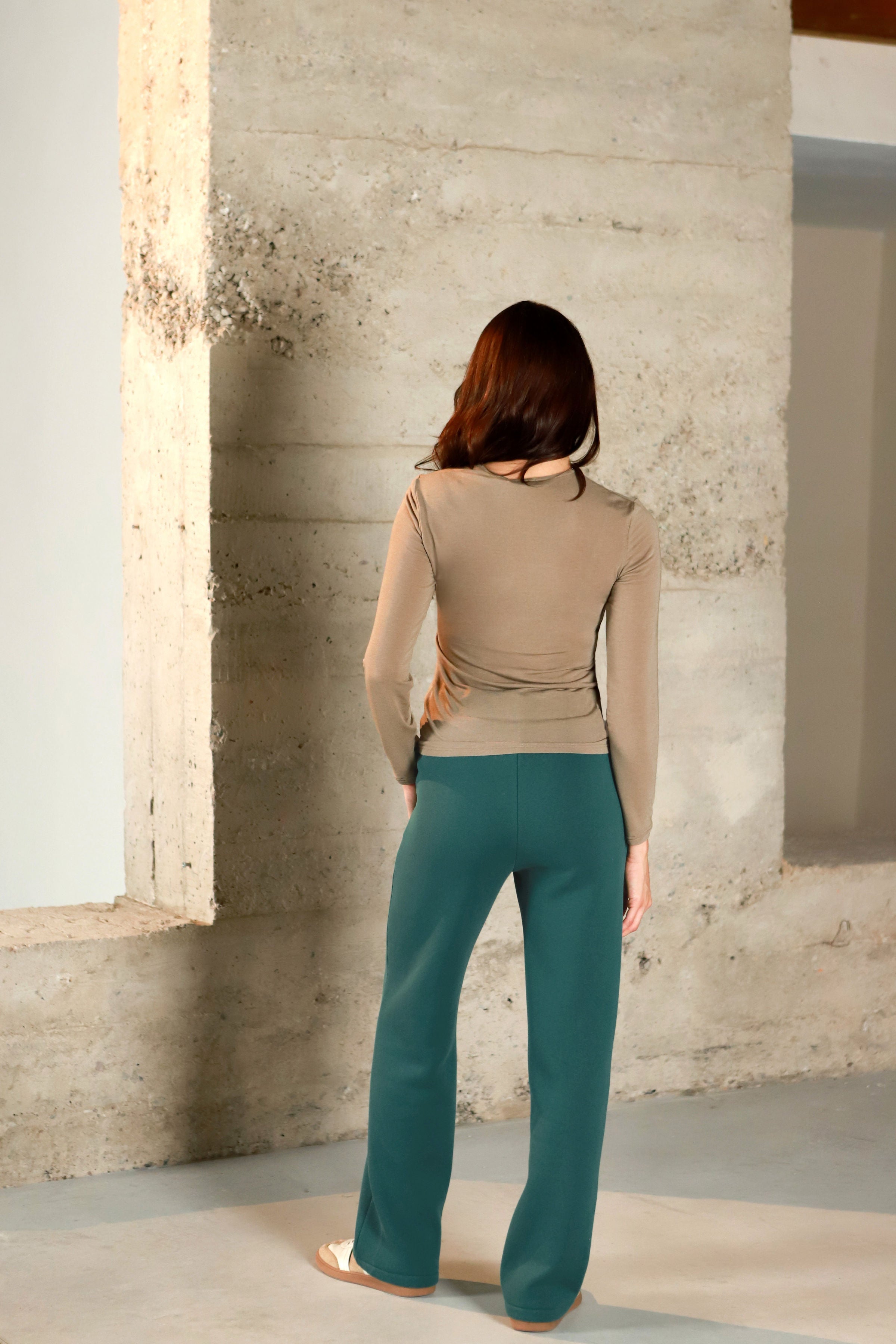 Medvilnės su pūkeliu kelnės „CINAMONAS“ vandenyno t. žalia