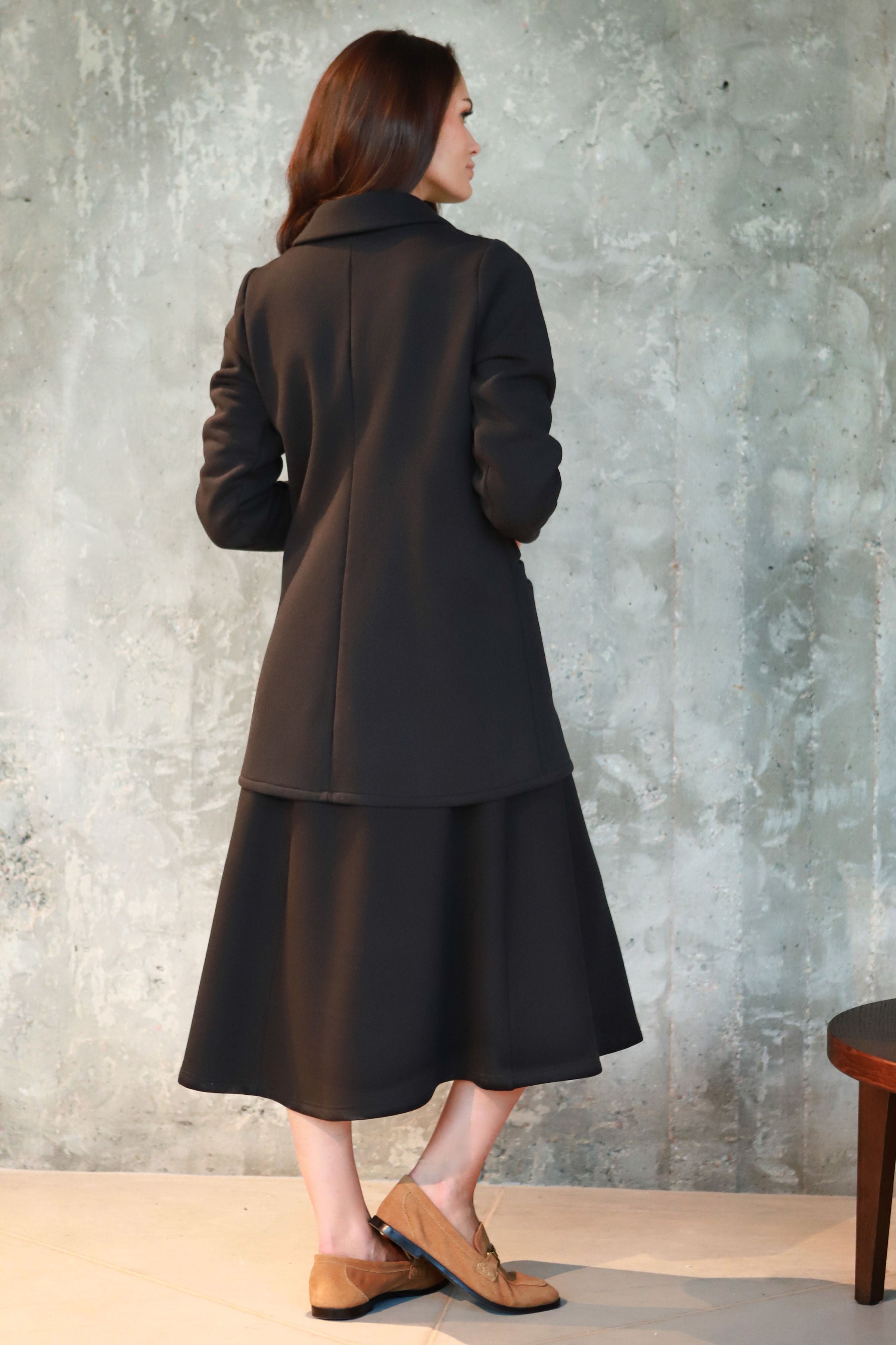 Medvilnės su pūkeliu klasikinis švarkelis „KUMINAS“ juoda