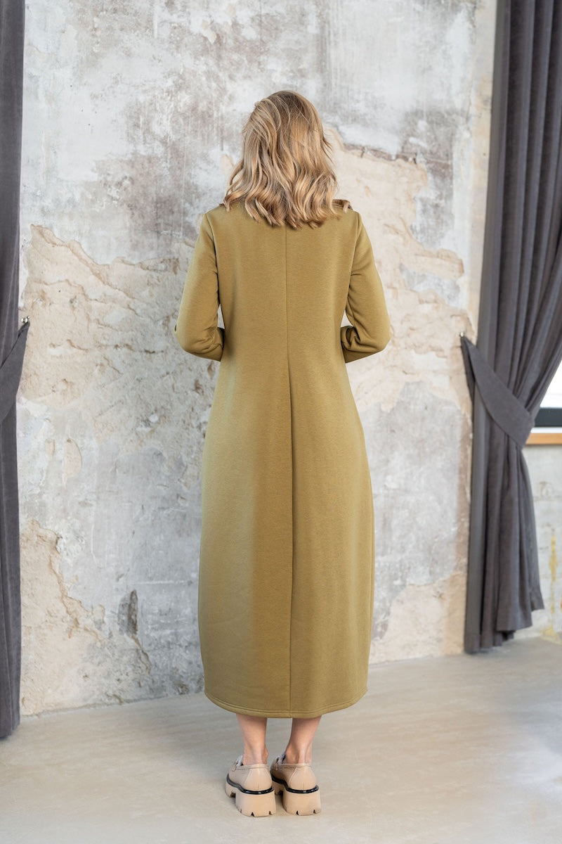 Ilga laisvalaikio suknelė "AURA" samanos chaki