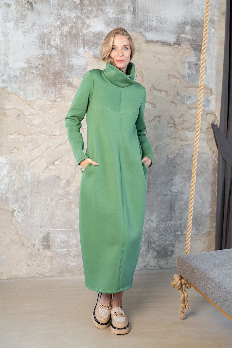 Long casual dress "AURA" green