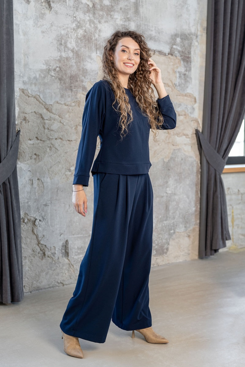 Krepinės viskozės palaidinė "ELVA" t. mėlyna