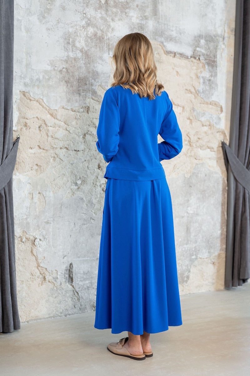 Krepinės viskozės sijonas "LIRENTE" karališka mėlyna