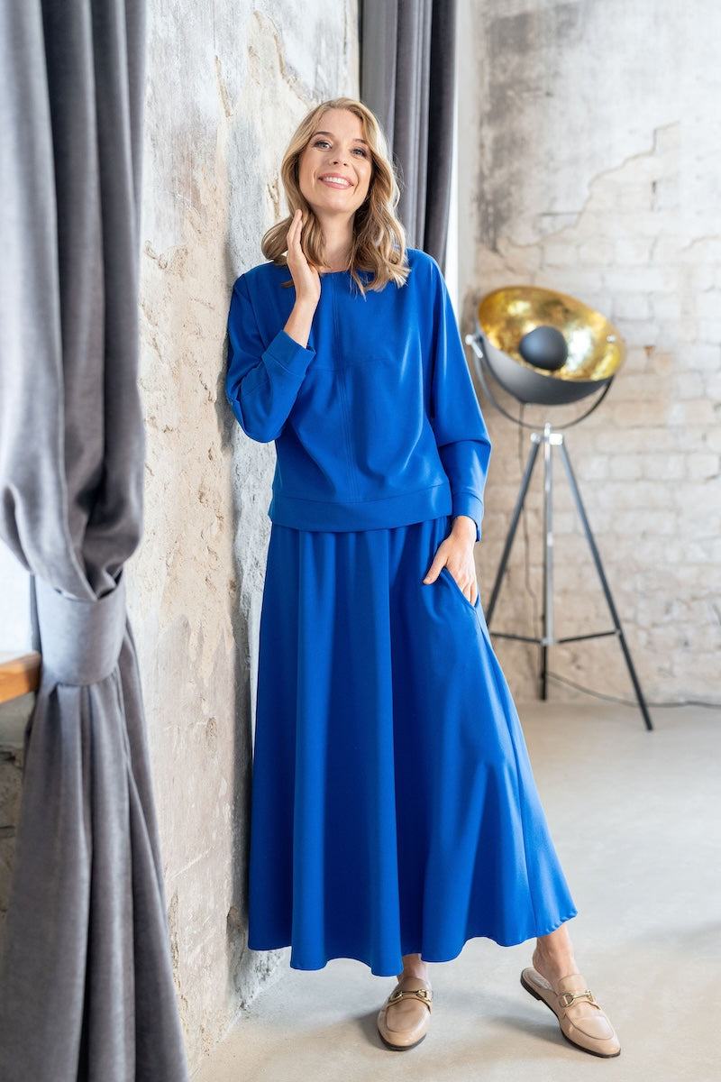 Krepinės viskozės sijonas "LIRENTE" karališka mėlyna