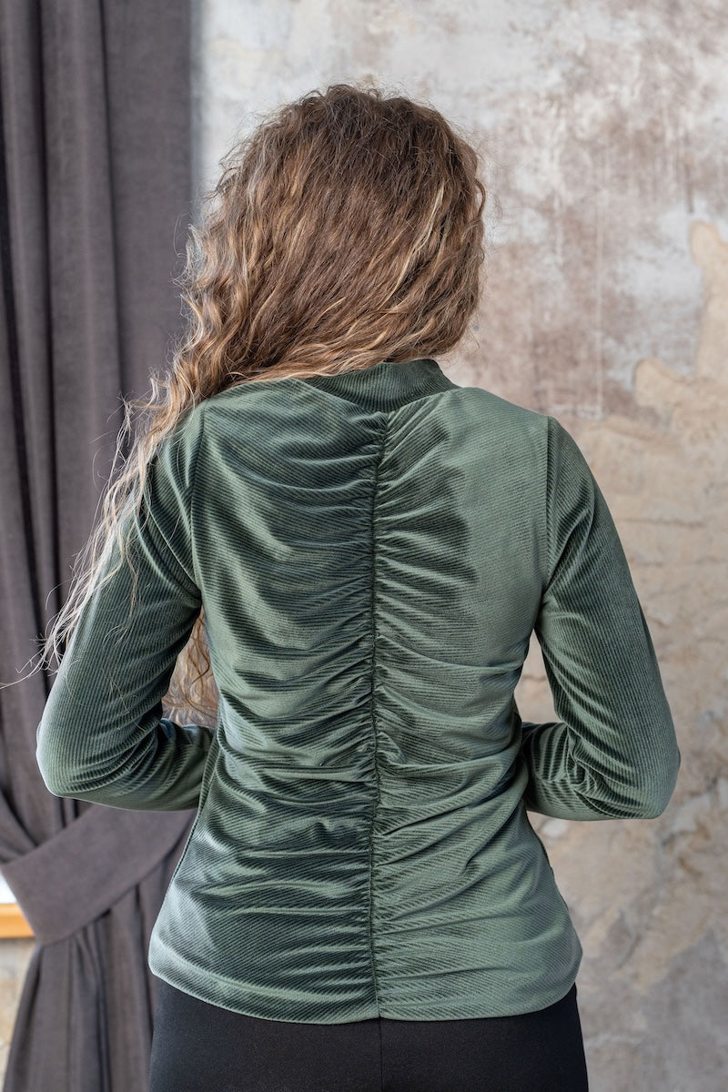 Veliūrinė palaidinė  "CELESTIA" žalia dryžuota