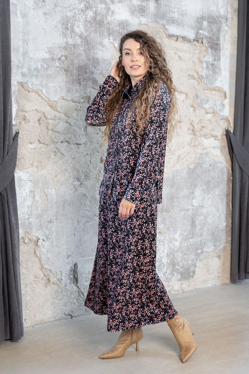 Veliūrinis sijonas  "LAURENTE" rubino rašto