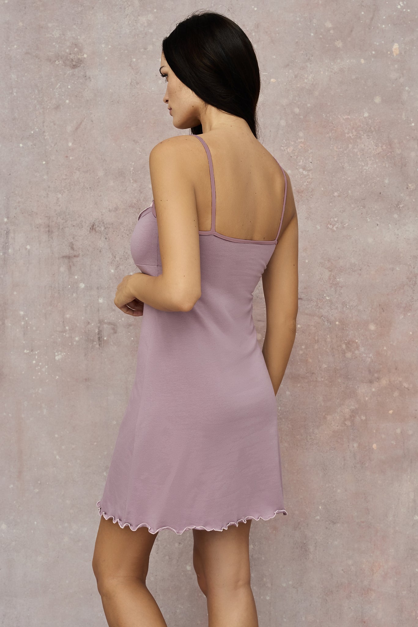 Medvilniniai naktinukai ant petnešėlių "MORENTE" kavos rožinė