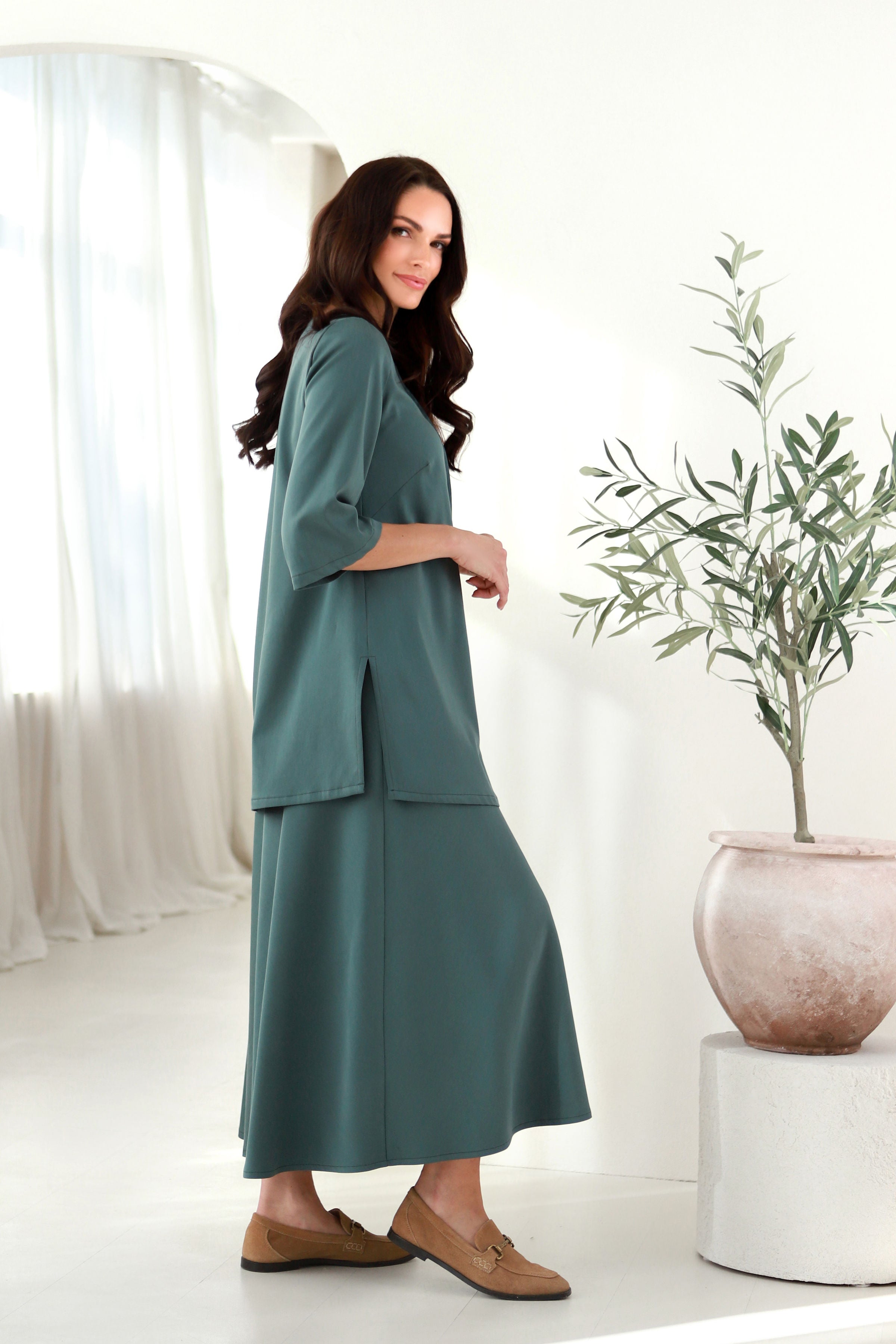 Tunika „SAULĖJA“ eukalipto žalia