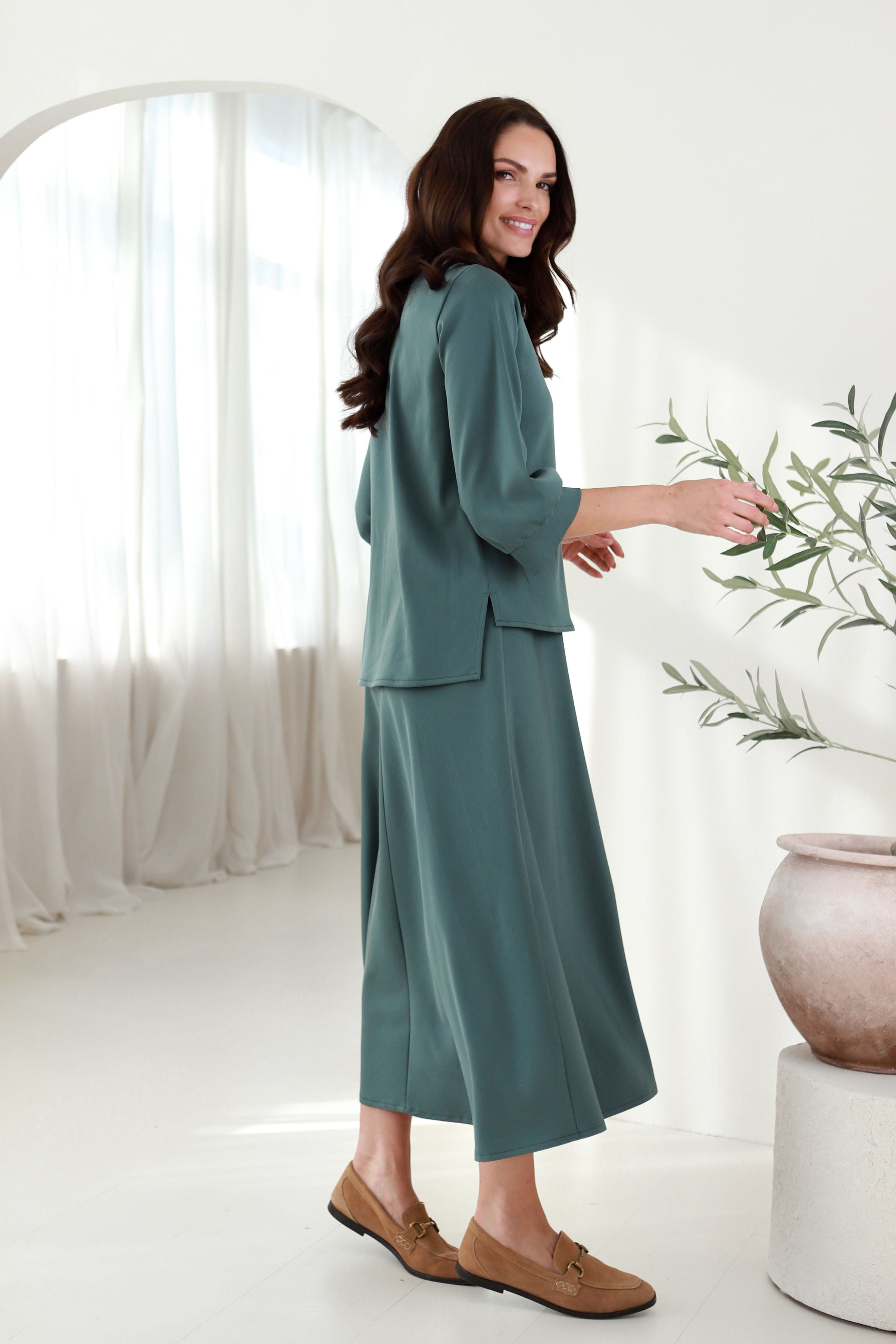 Marškiniai „AUŠRA“ eukalipto žalia