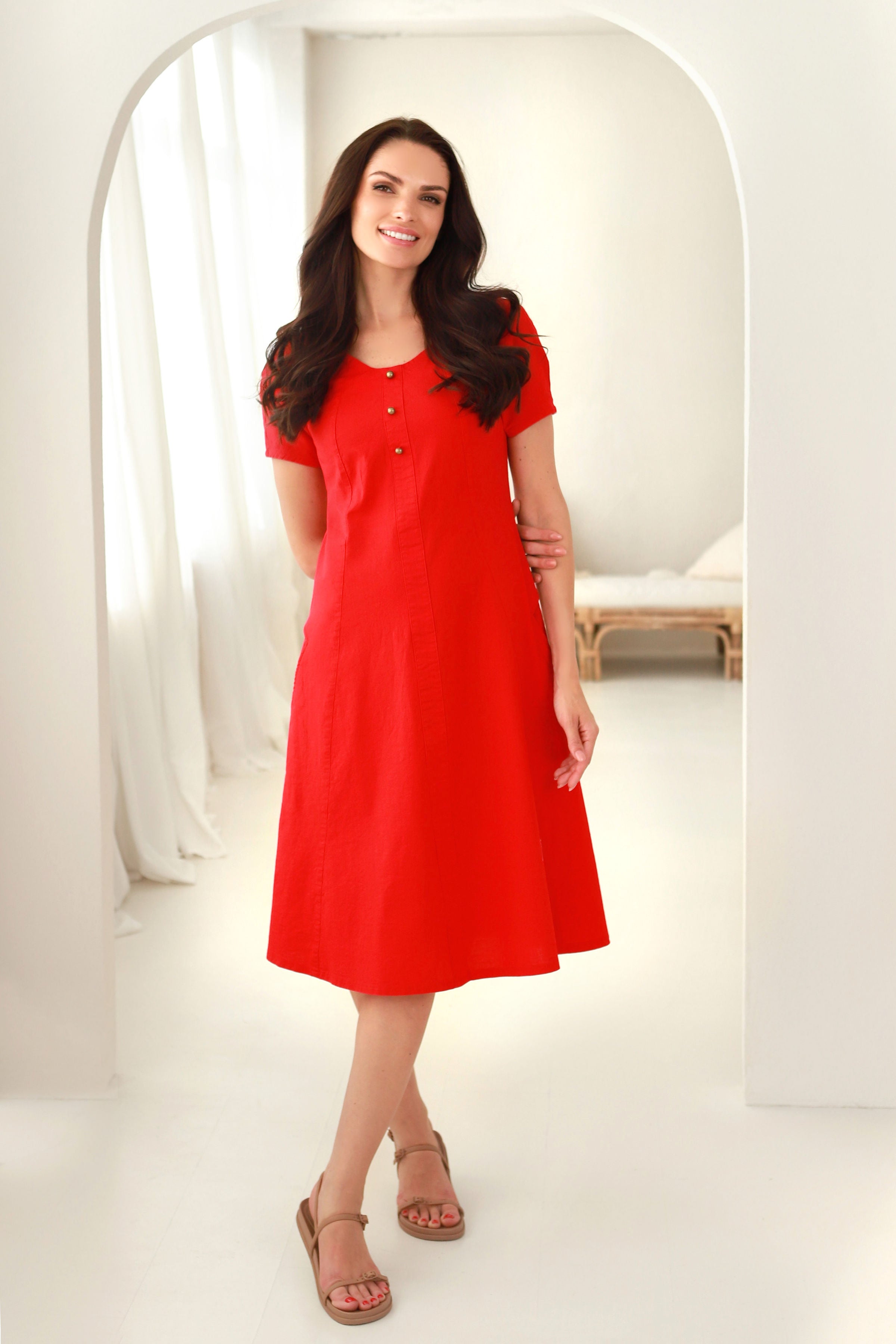 Trumpa suknelė „VASARA" uogų raudona