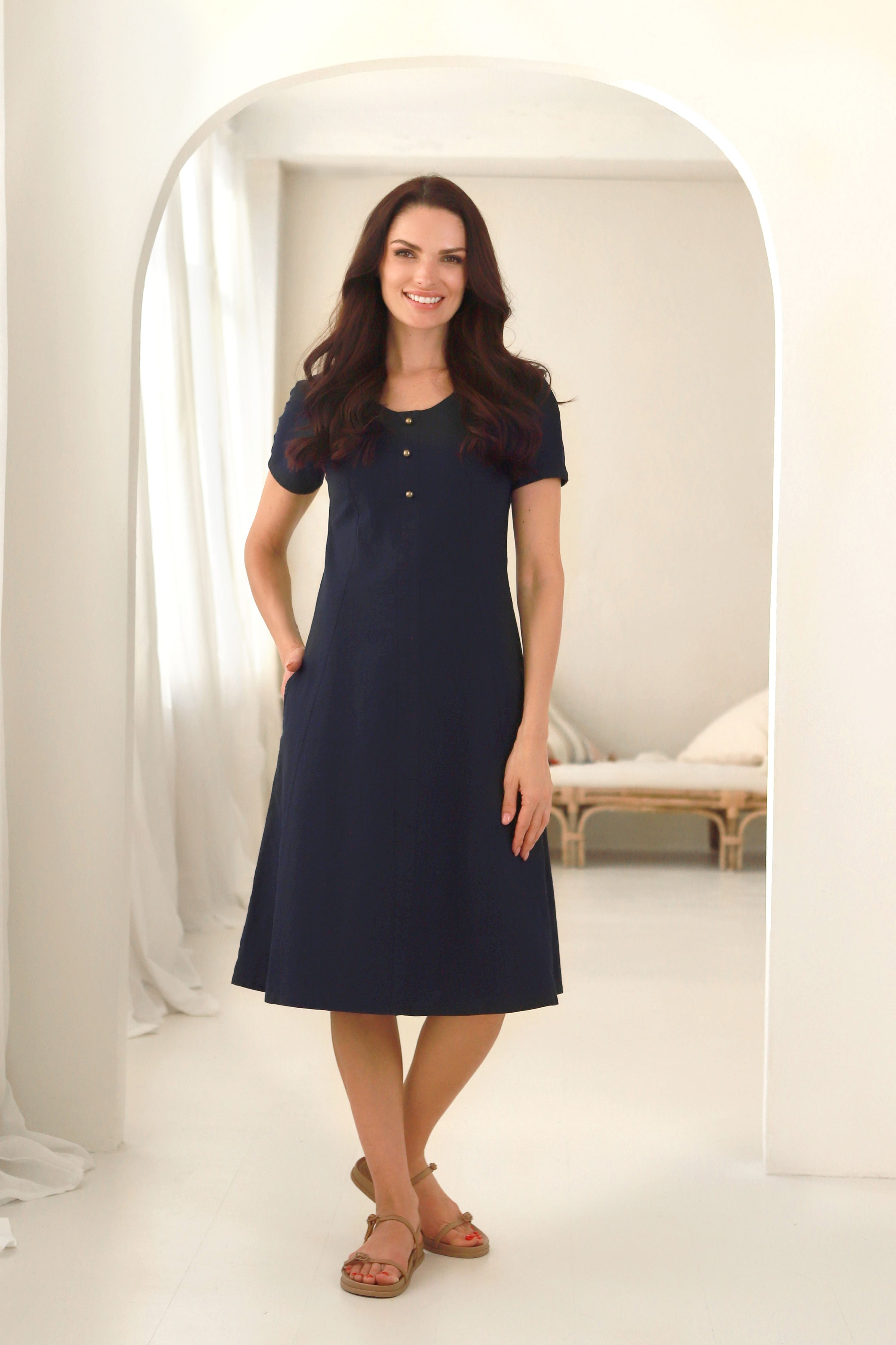 Trumpa suknelė „VASARA" gili mėlyna