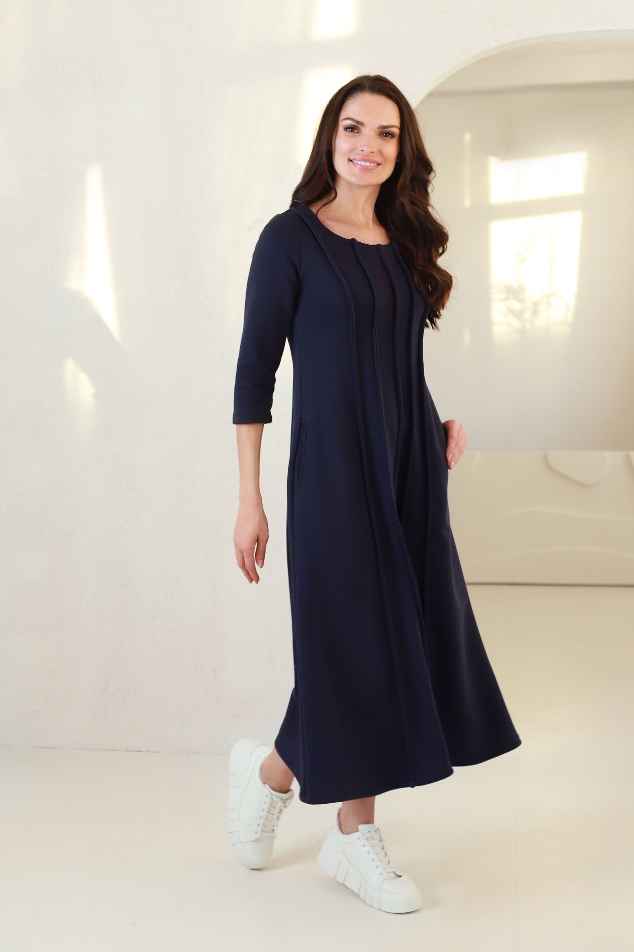 Ilga suknelė „SMILGA" tamsi mėlyna