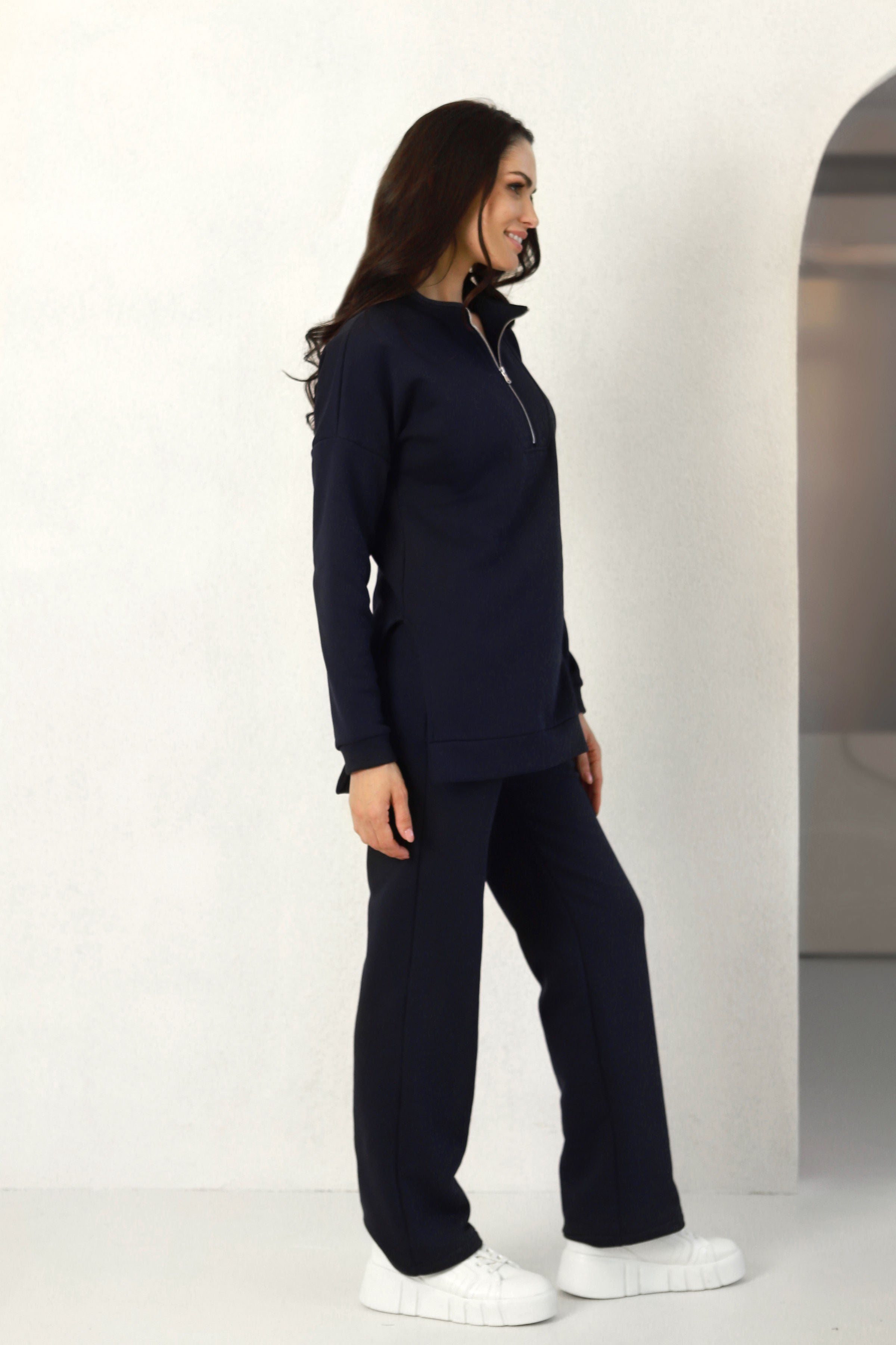 Zip-up sweatshirt “PAJŪRIS” in dark navy