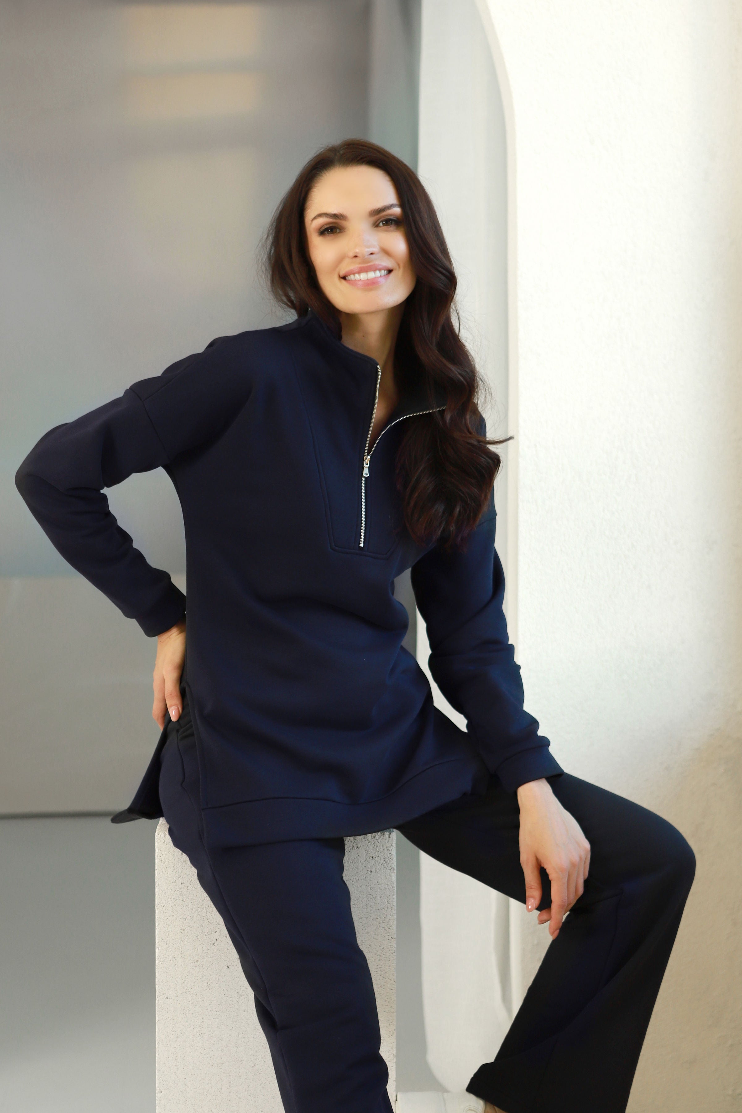 Džemperis su užtrauktuku „PAJŪRIS" tamsi mėlyna