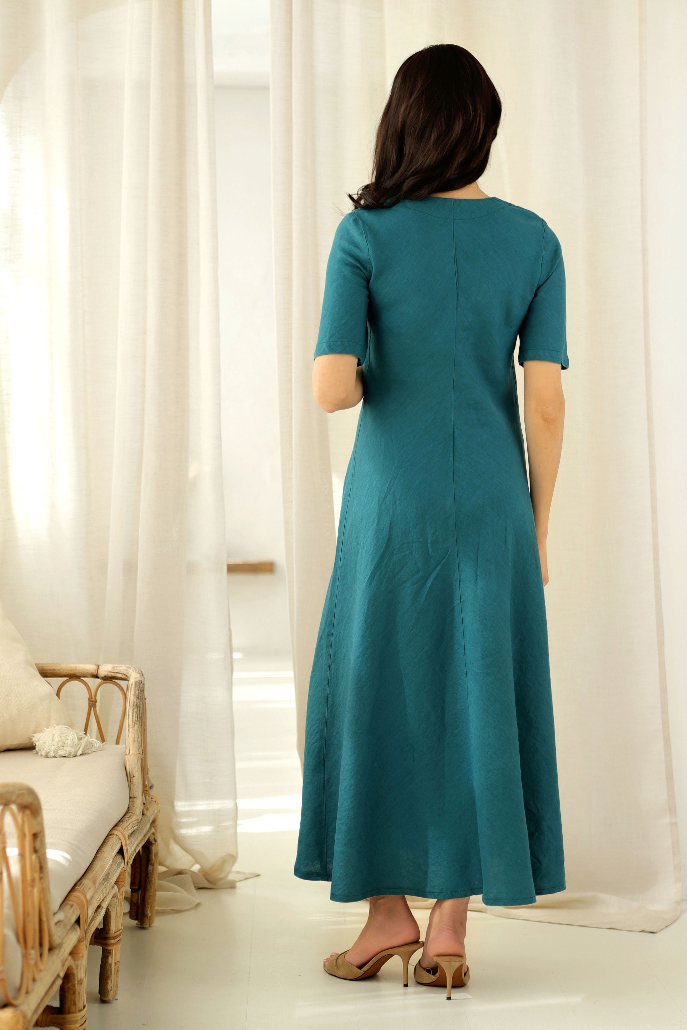Long dress “ŠVIESA” lagoon green