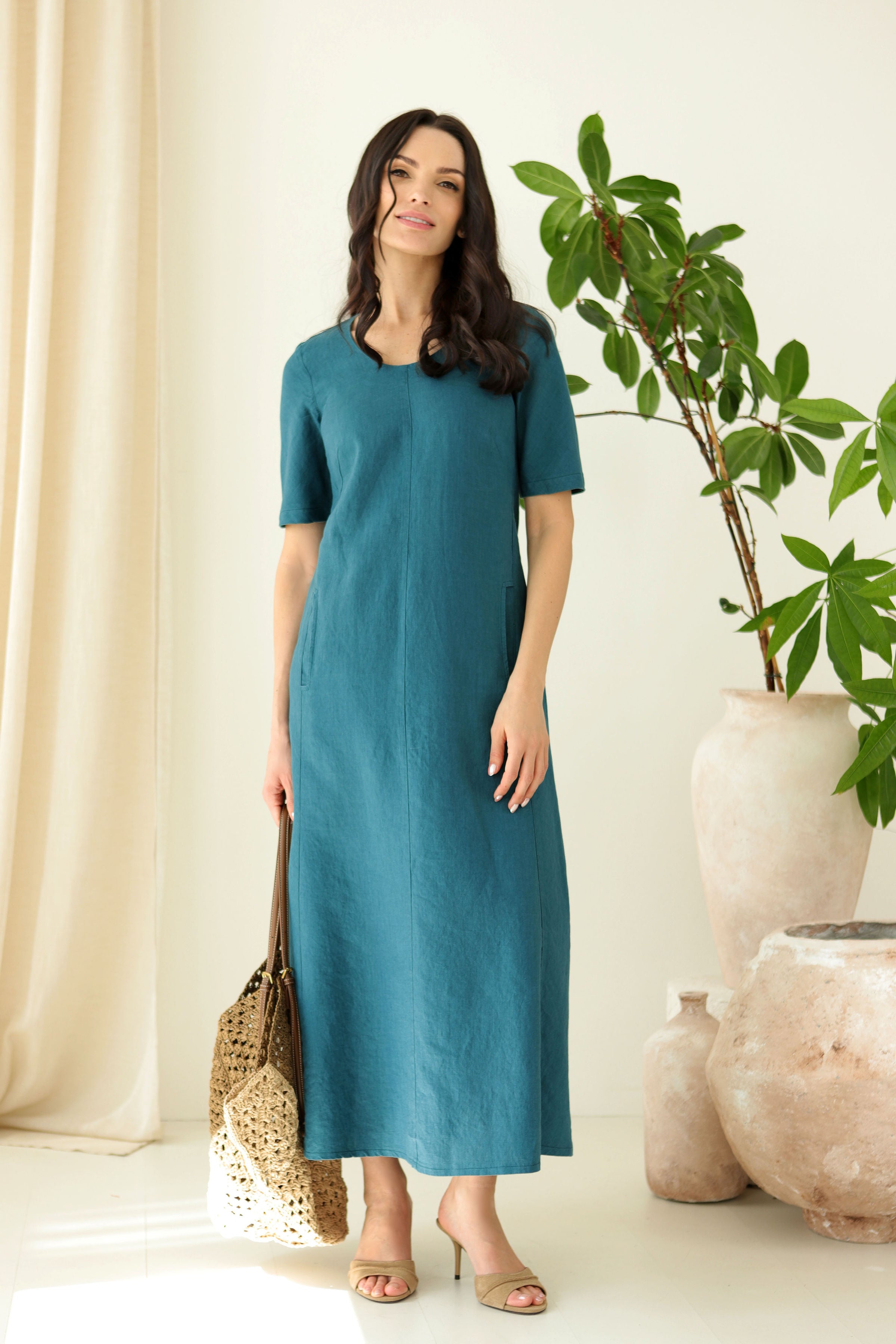 Long dress “ŠVIESA” lagoon green