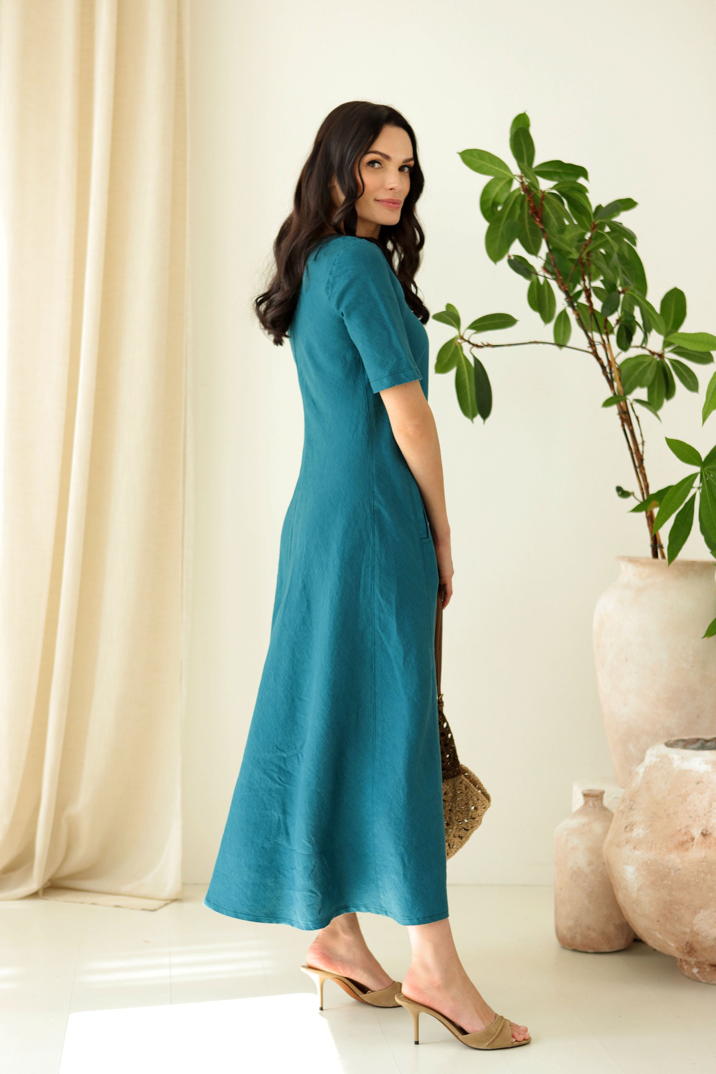 Long dress “ŠVIESA” lagoon green