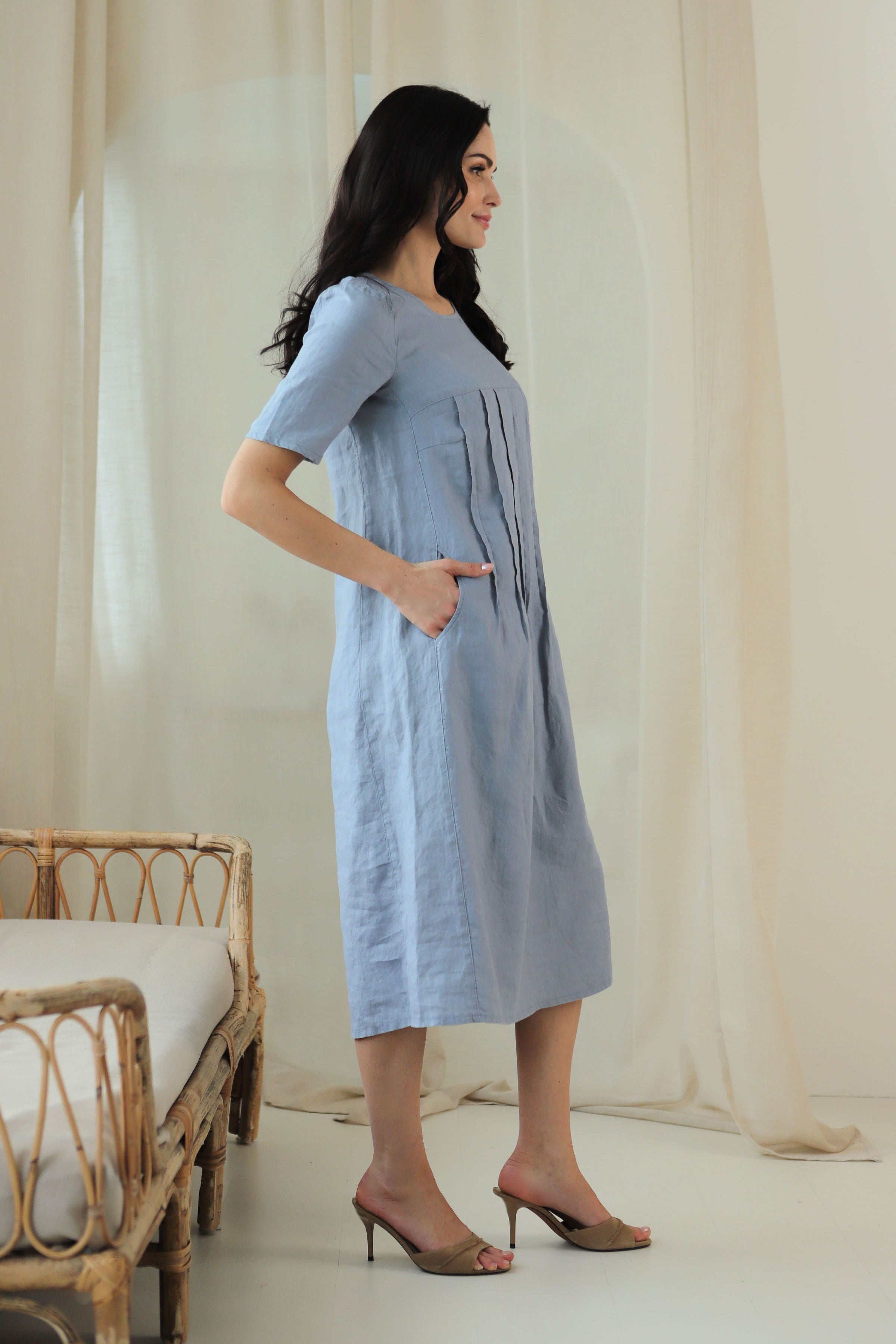 Midi dress “VĖJA” sky blue