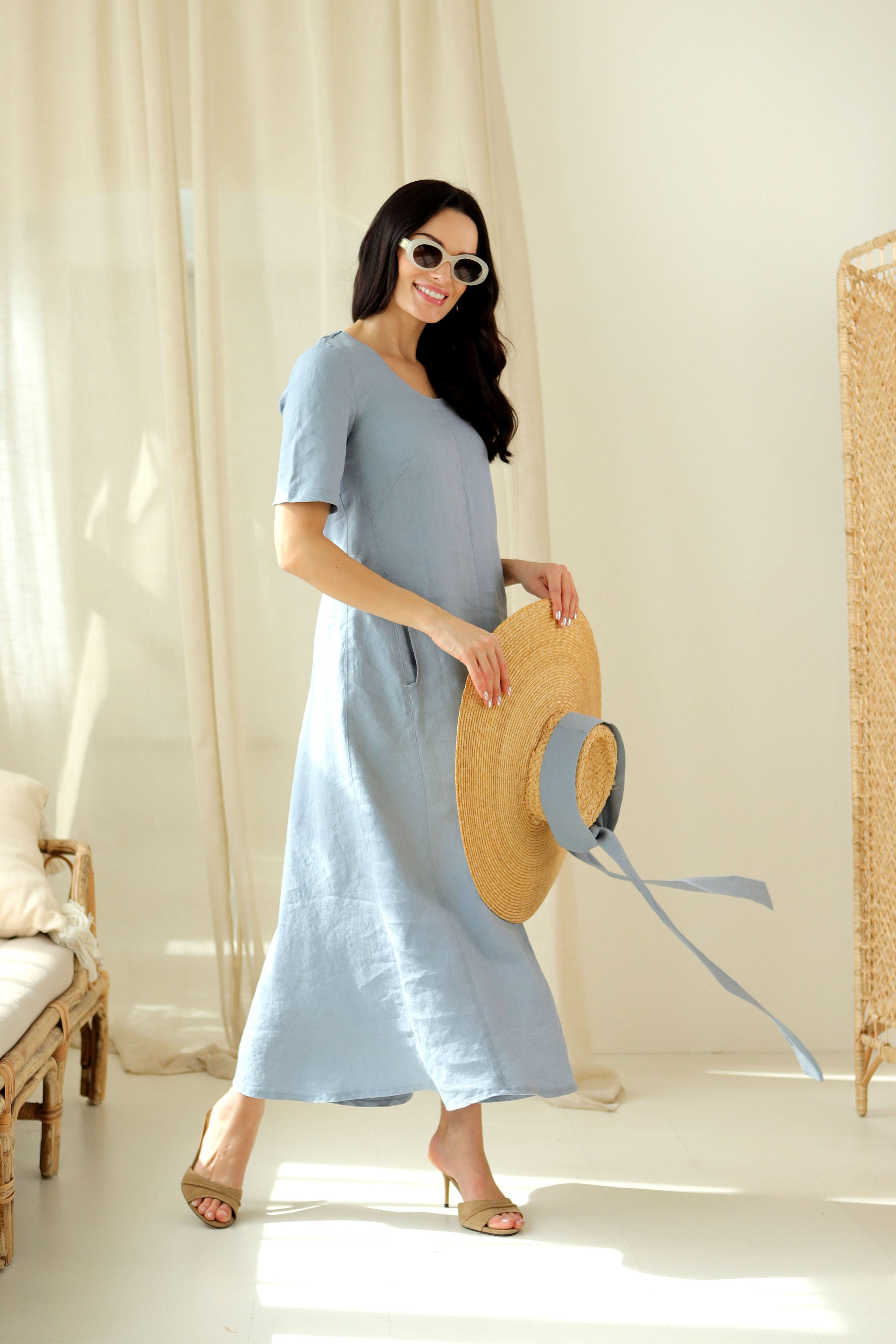 Long dress “ŠVIESA” sky blue