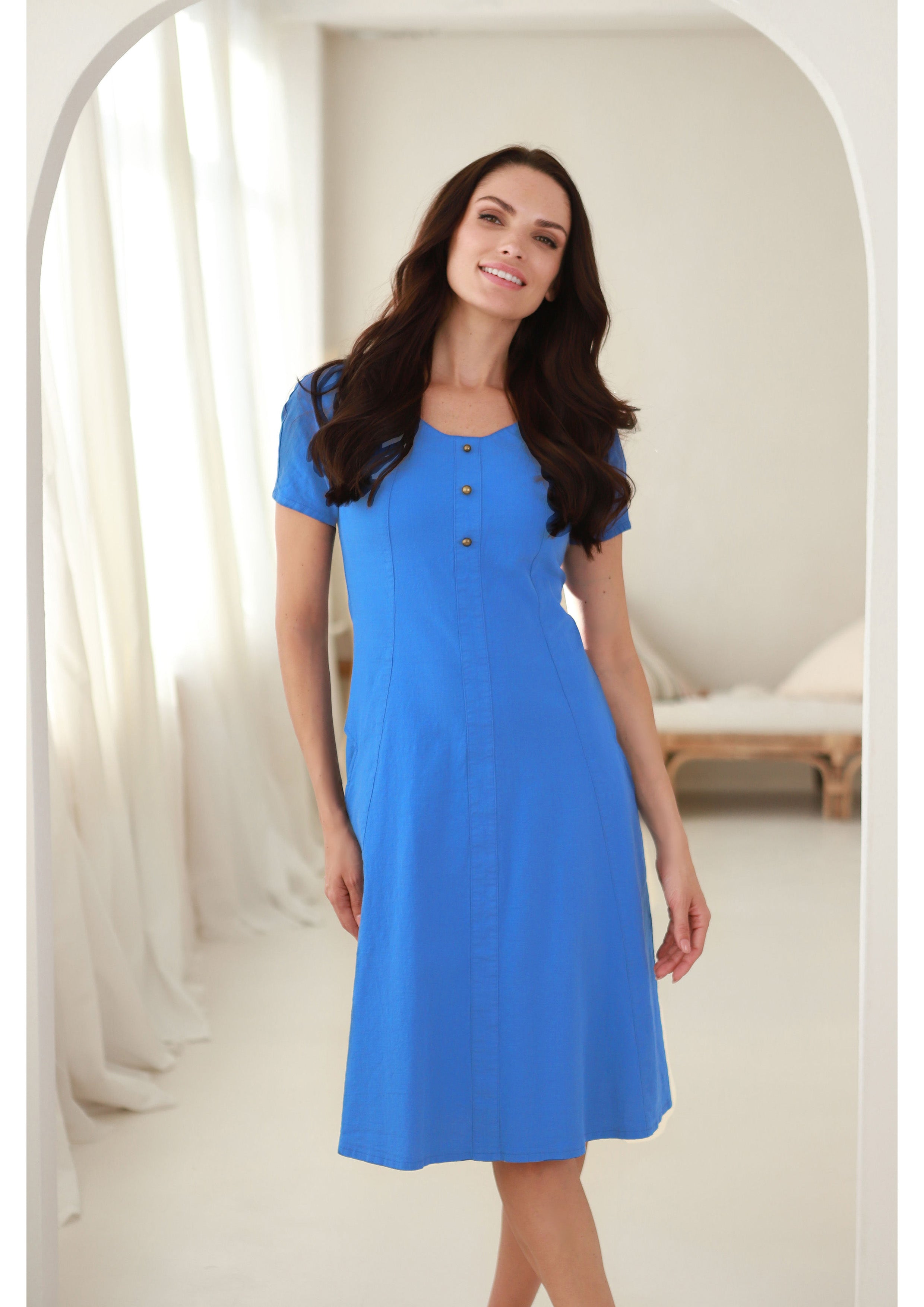 Short dress “VASARA” in cornflower blue