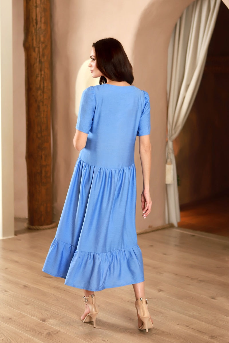 Long viscose dress "DREEM" light blue