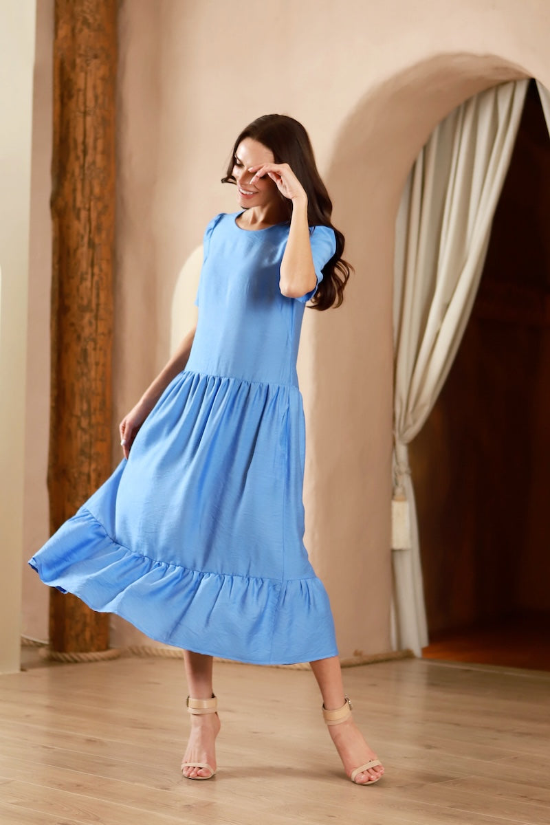 Long viscose dress "DREEM" light blue