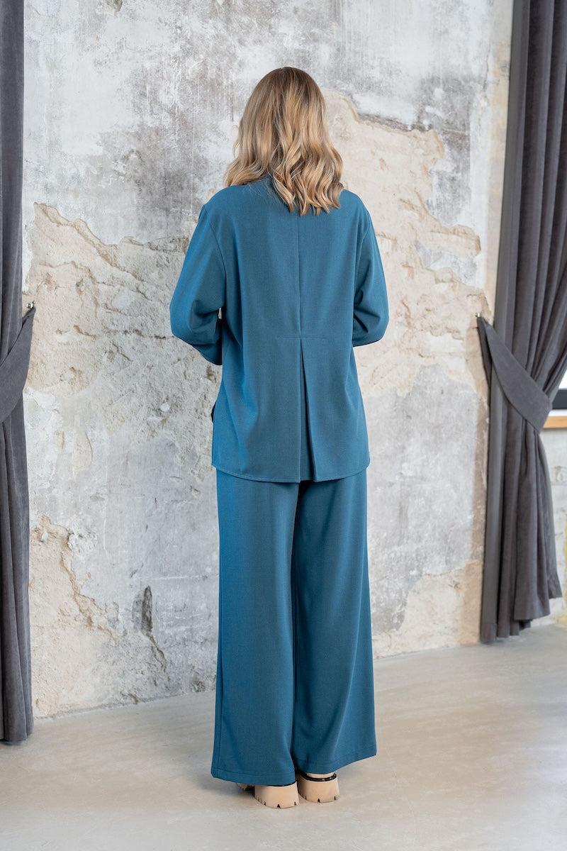 Crepe viscose trousers "NOVA" sea turquoise