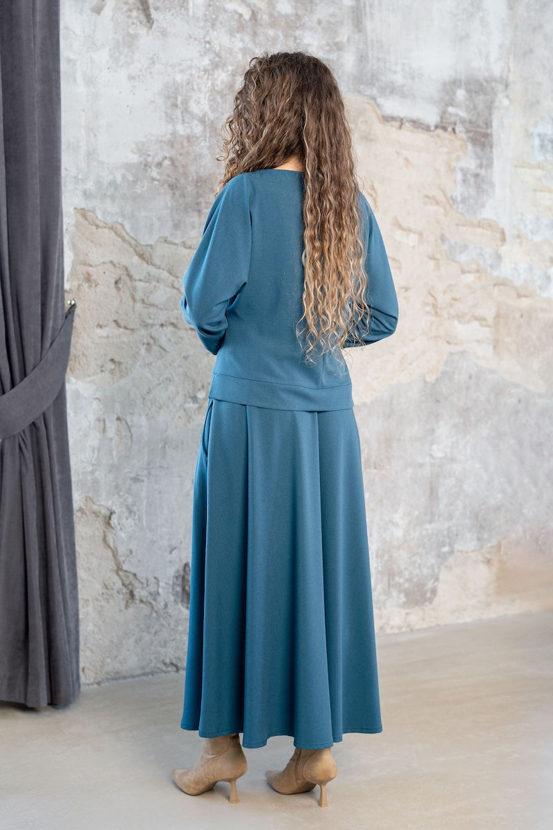 Crepe viscose blouse "ELVA" sea turquoise