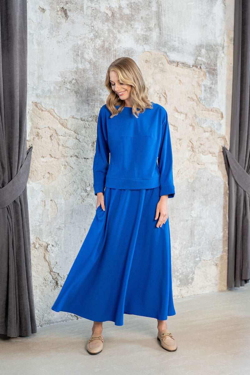 Crepe viscose skirt "LIRENTE" royal blue