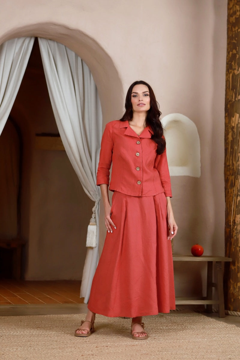 Lininis švarkelis "CELESTIA" aviečių šerbeto