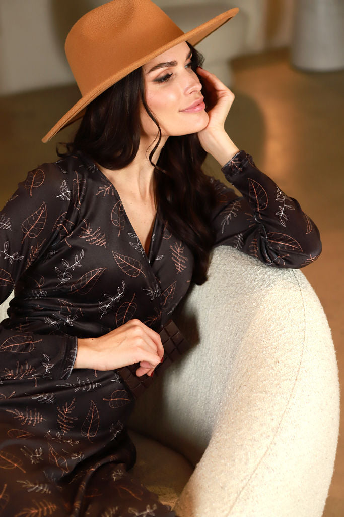 Short velour dress "AURORA" with floral pattern