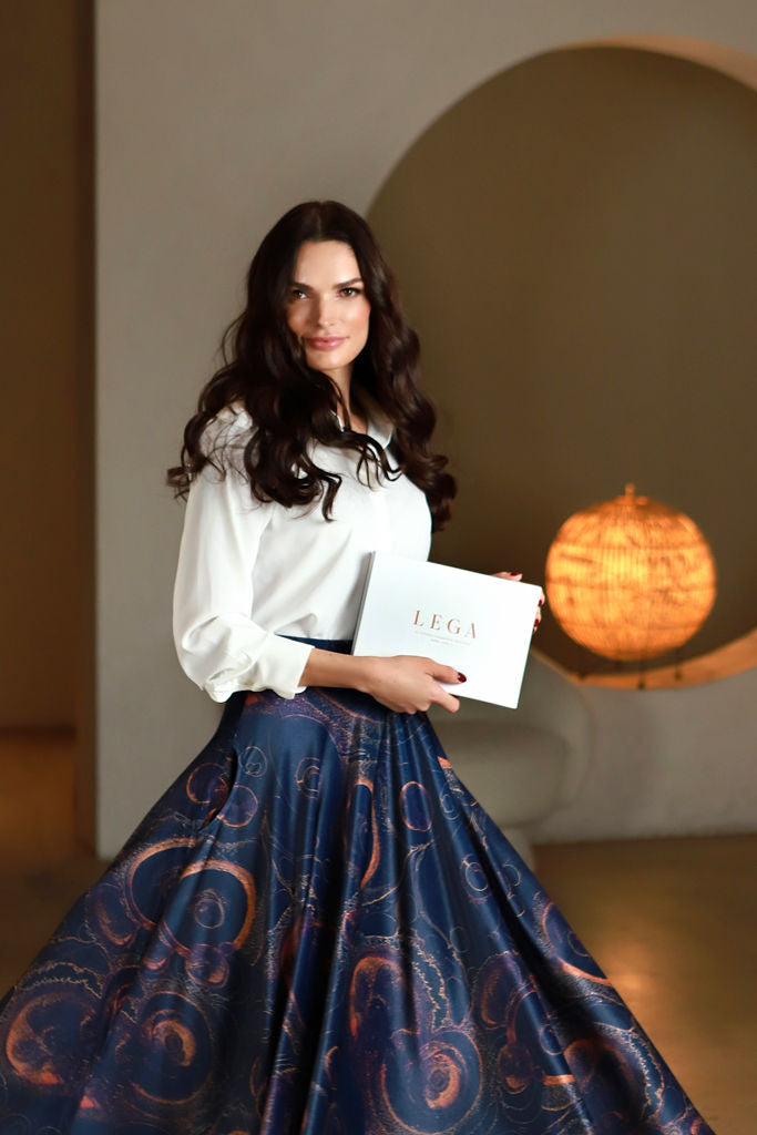 Margintas veliūro sijonas "MARSAS" žvaigždynų mėlyna