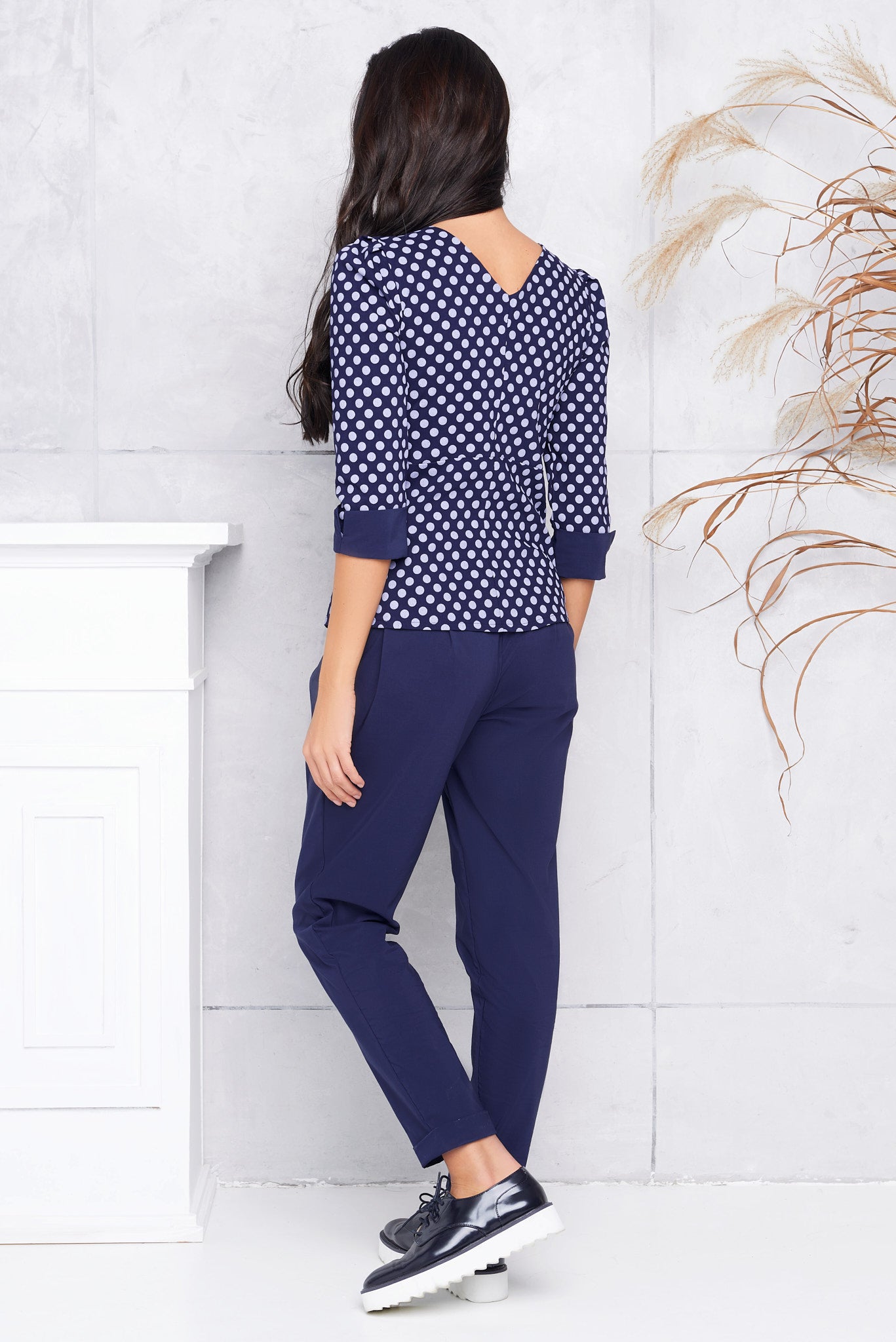 Blouse with half sleeves "VALENI" blue bubbles