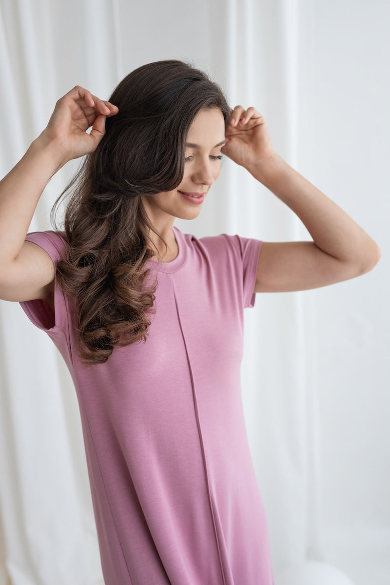 Short-sleeved nightgowns "LUKA" ash pink