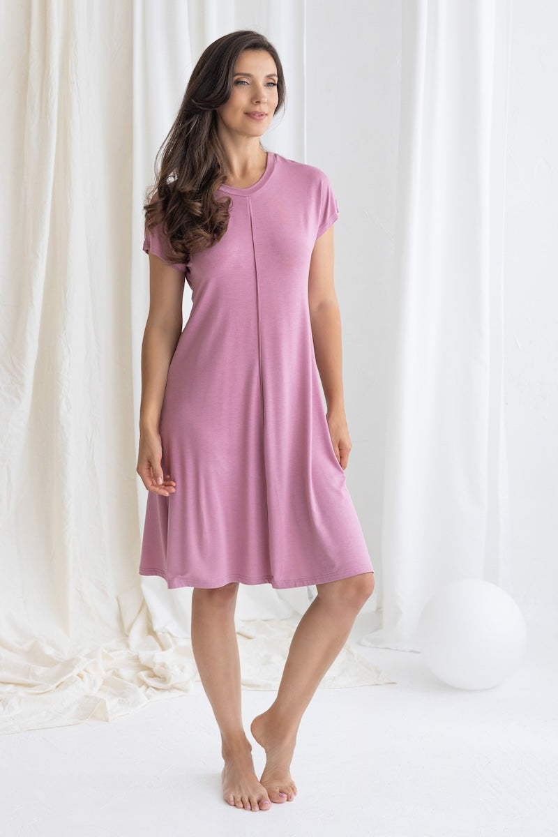 Short-sleeved nightgowns "LUKA" ash pink