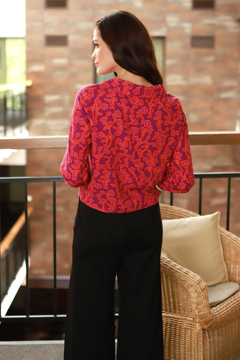 Printed blouse "LAUME" sunset cyclamen print