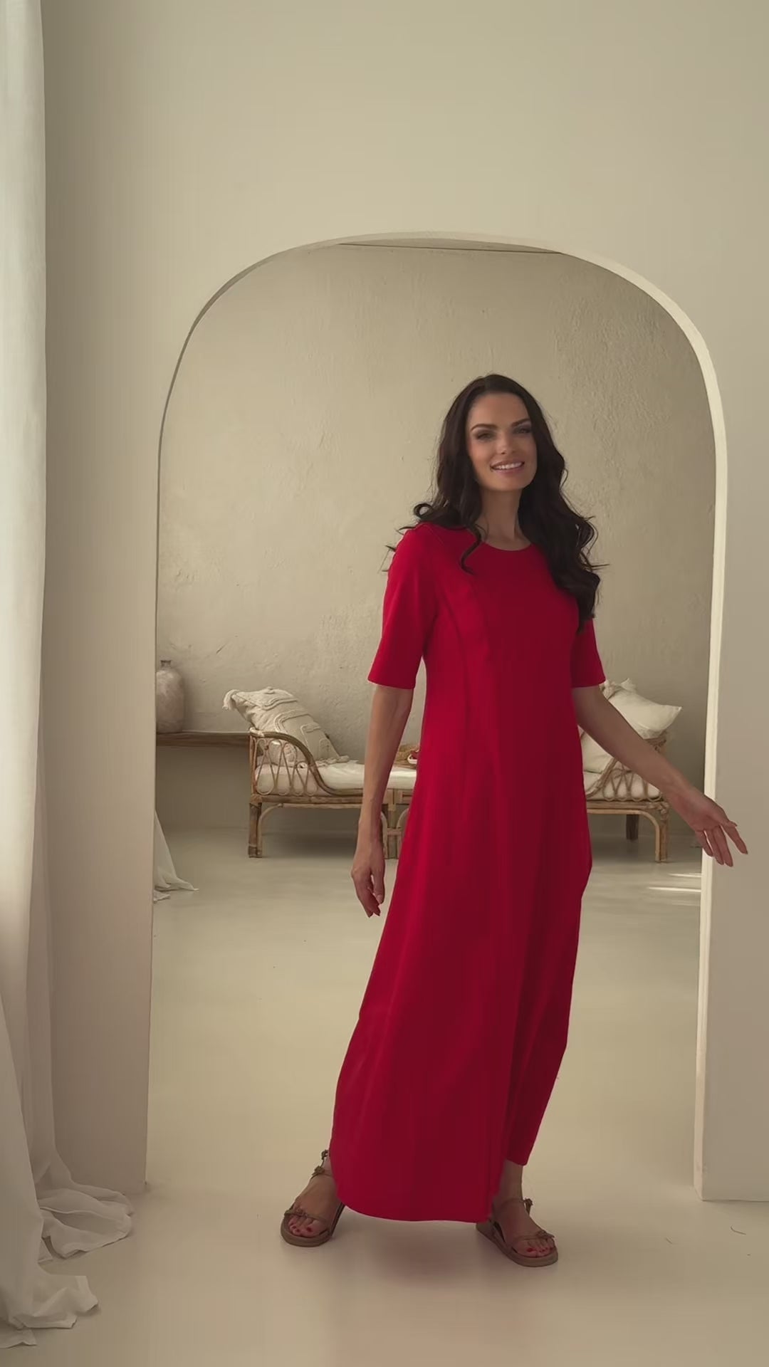 Dress “JŪRA” in berry red