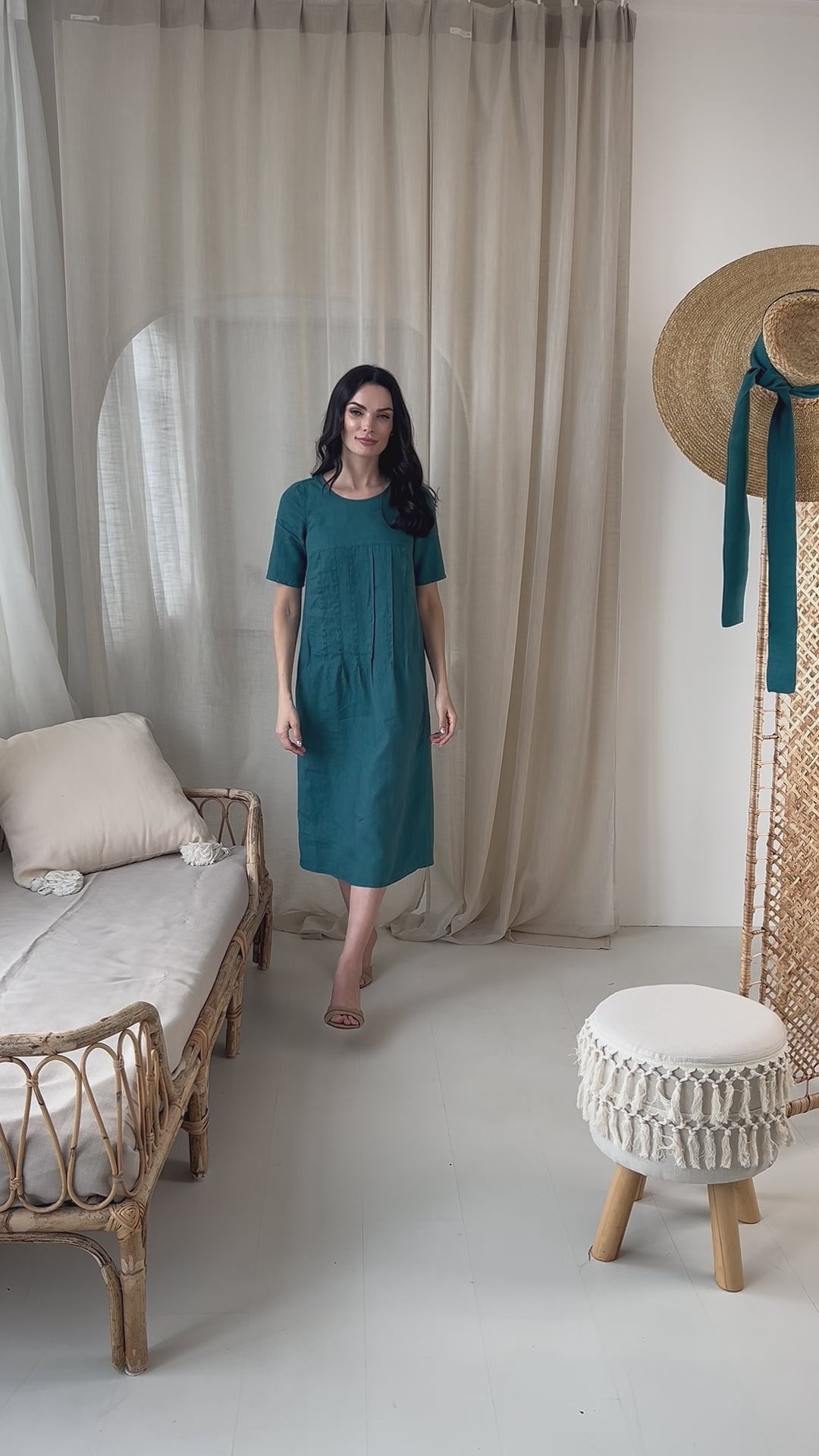 Midi dress “VĖJA” lagoon green