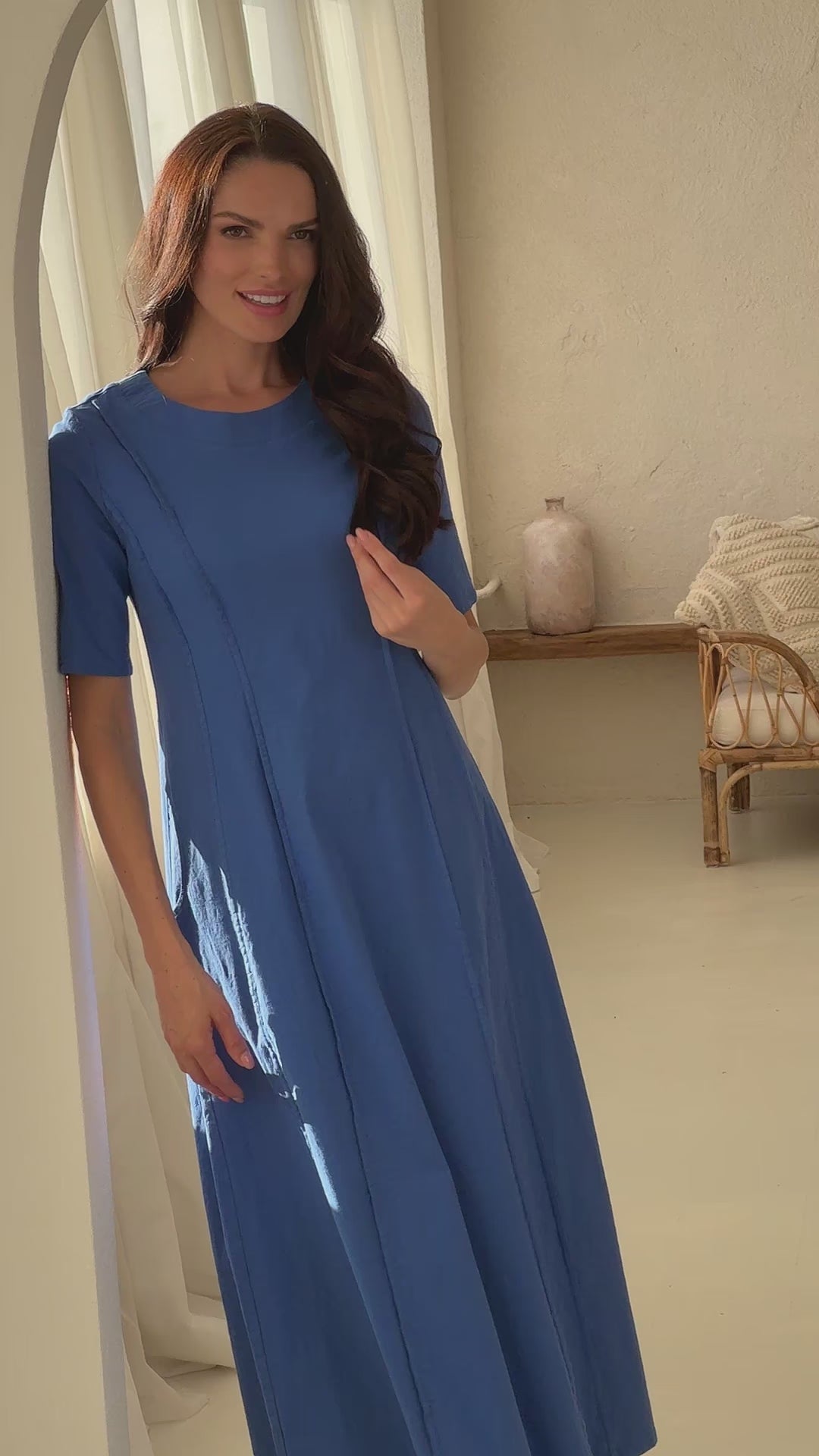 Dress “JŪRA” in cornflower blue