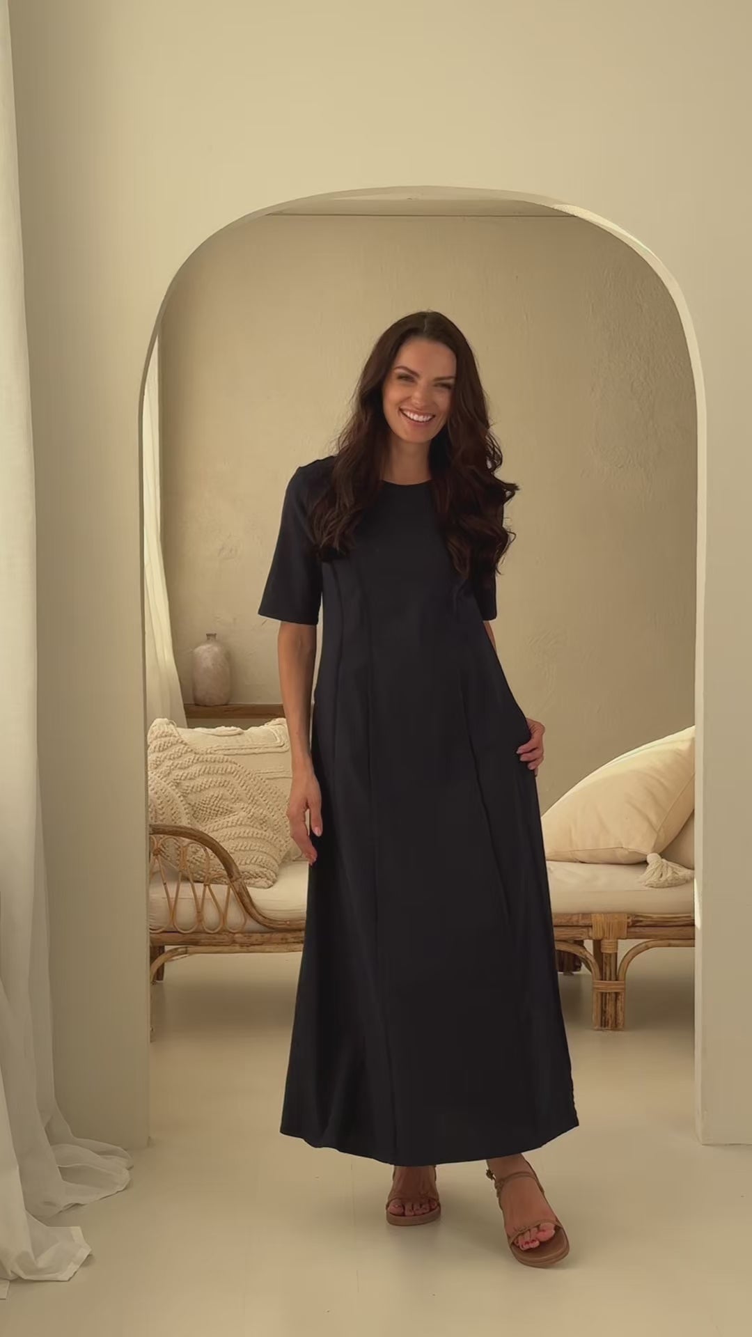 Dress “JŪRA” in deep blue