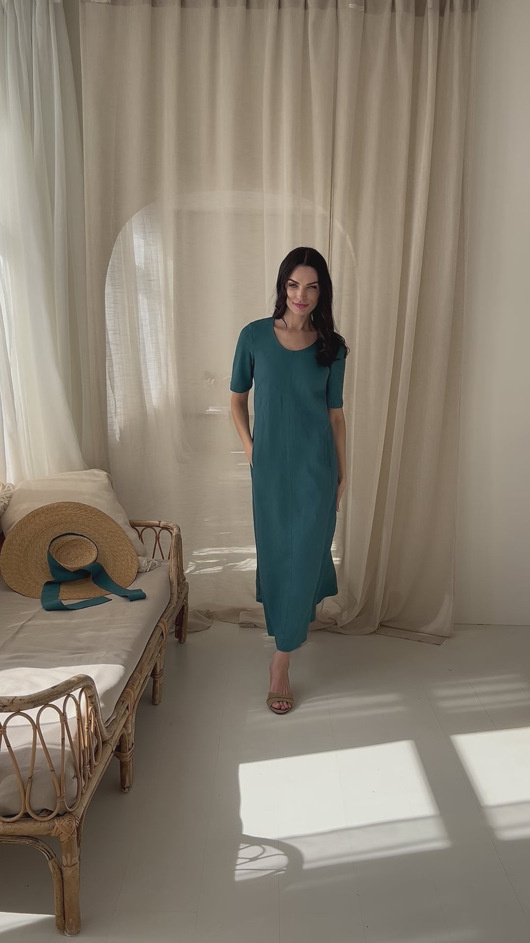 Long dress “ŠVIESA” lagoon green