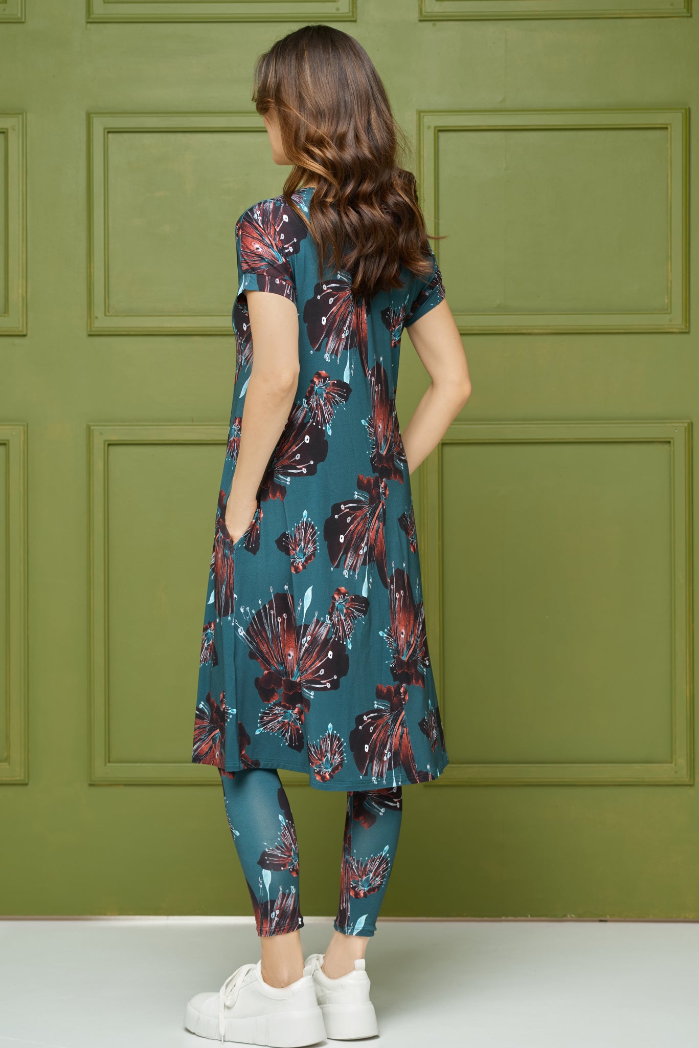 Printed summer dress "LUNE" v. green print