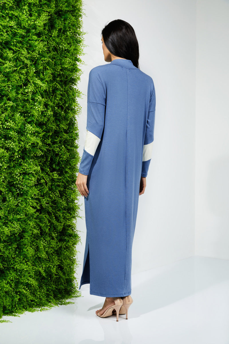 Long knitted dress "LUMORIA" light blue